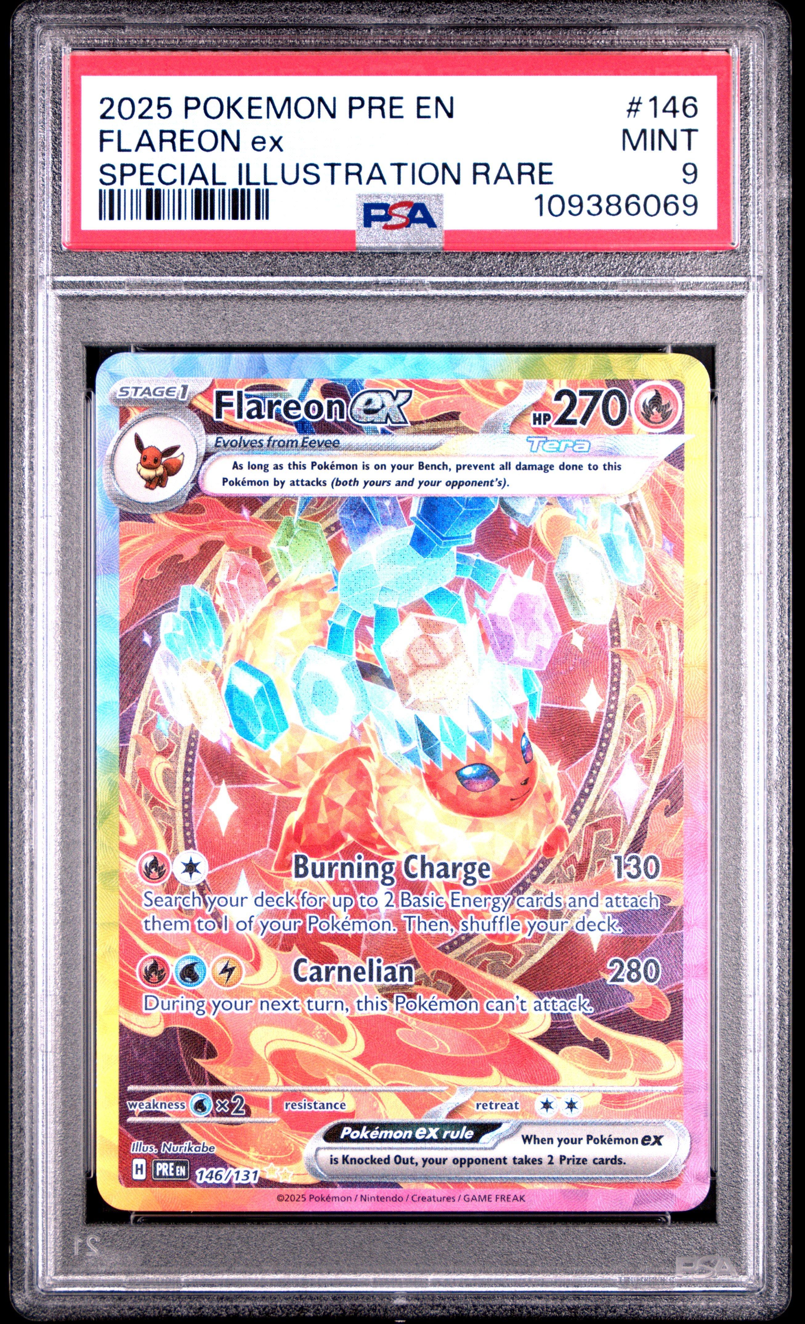 2025 Pokemon Pre En-prismatic Evolutions 146 Flareon Ex Special  Illustration Rare PSA 9 Graded Card | GameStop