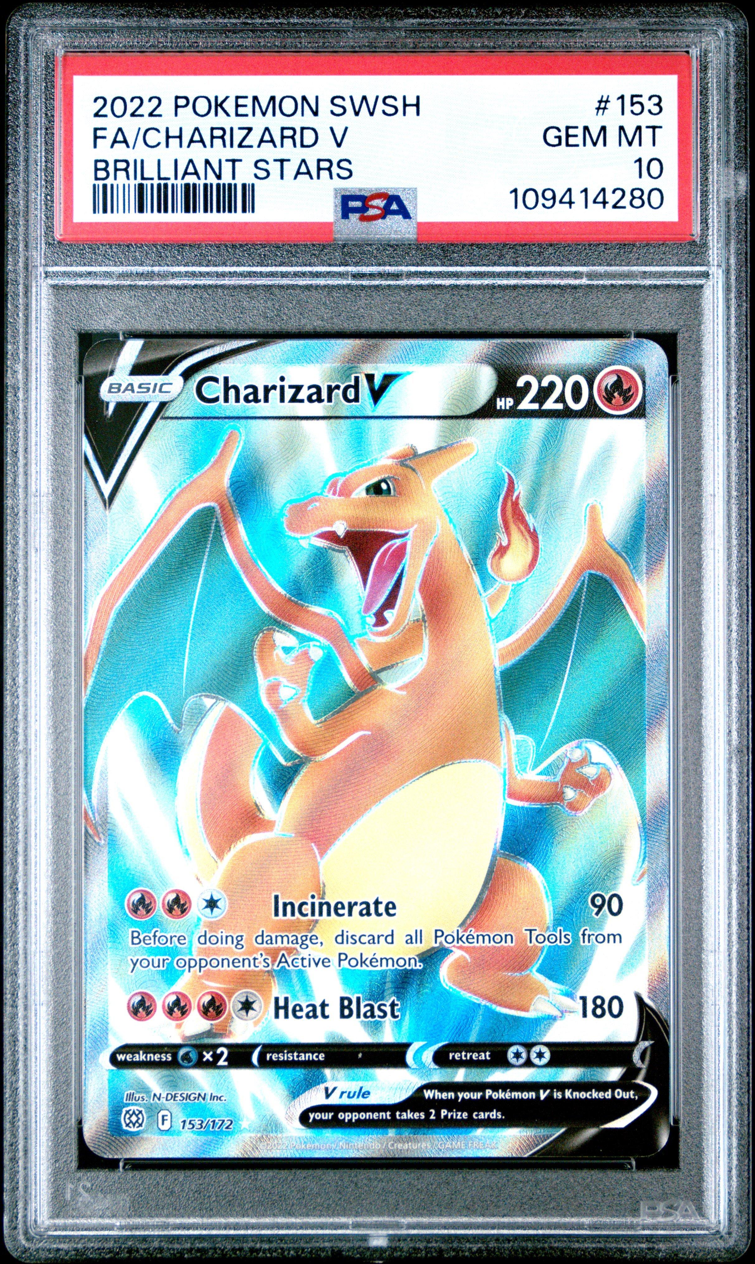 2022 Pokemon Sword & Shield Brilliant Stars 153 Full Art/charizard V PSA 10