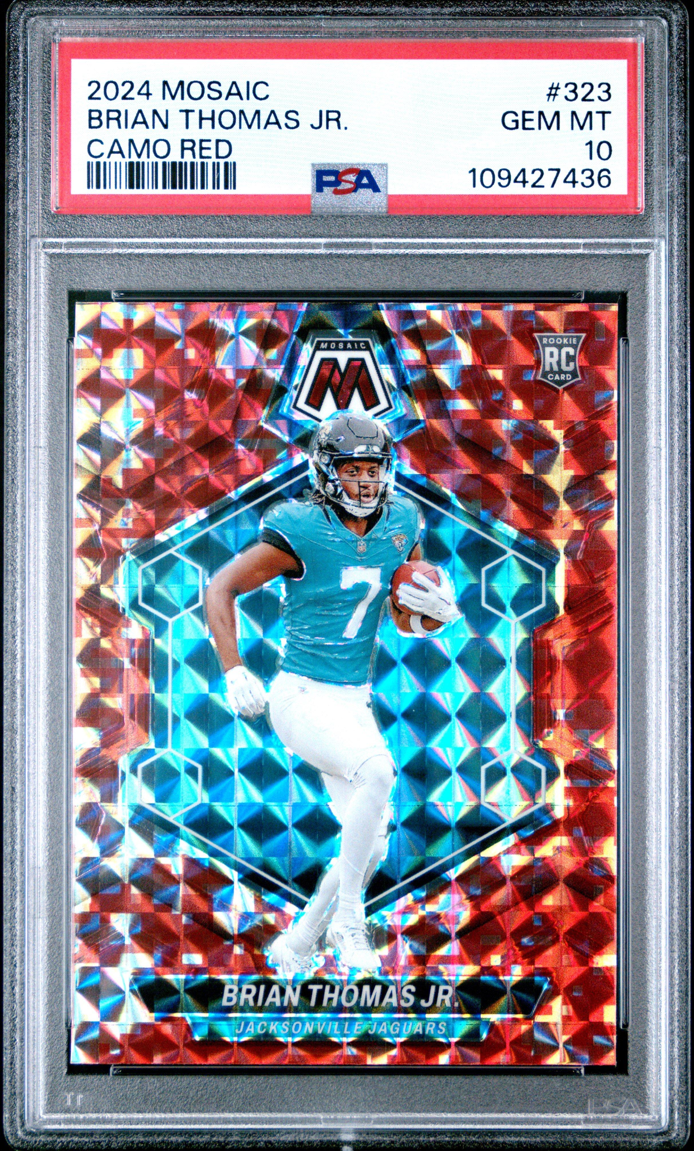 2024 Panini Mosaic 323 Brian Thomas Jr. Camo Red PSA 10