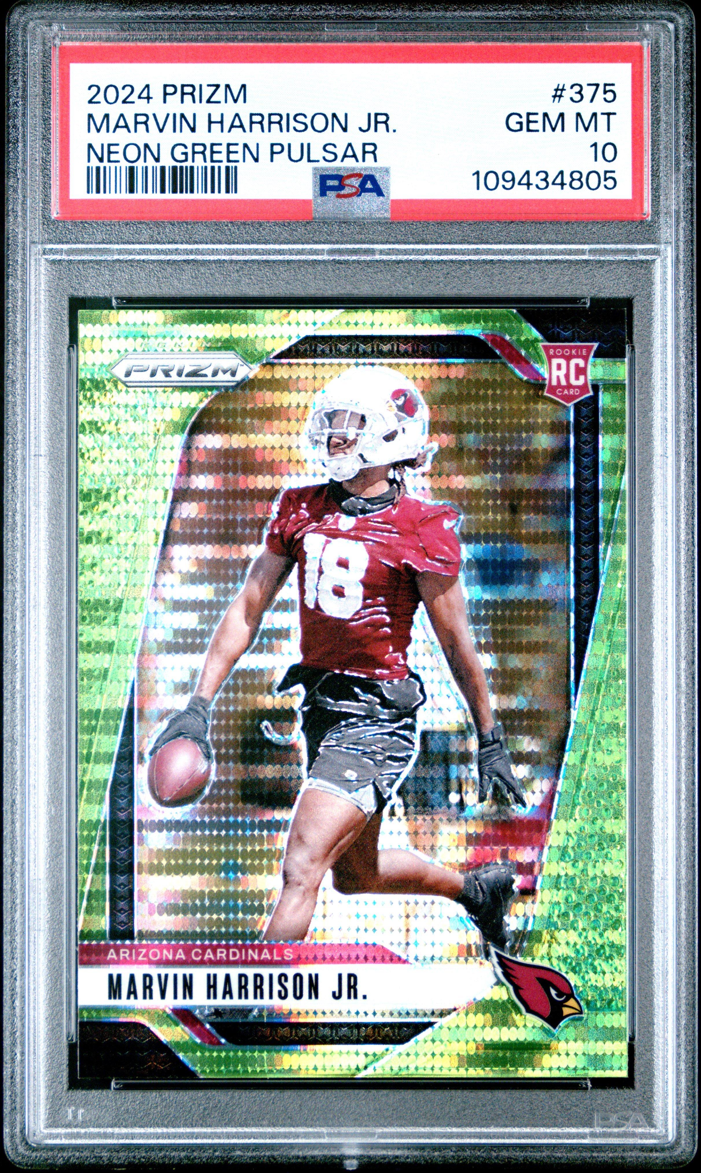 2024 Panini Prizm 375 Marvin Harrison Jr. Neon Green Pulsar PSA 10
