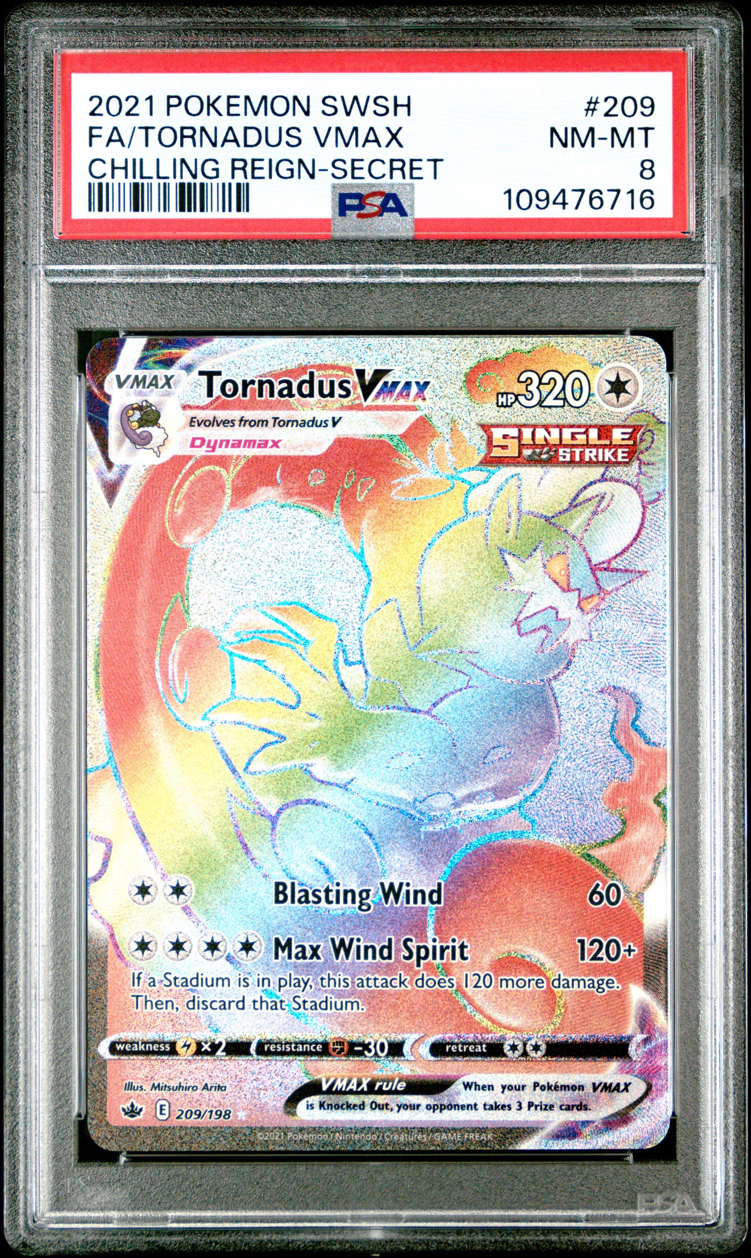 2021 Pokemon Sword & Shield Chilling Reign 209 Full Art/tornadus Vmax Secret PSA