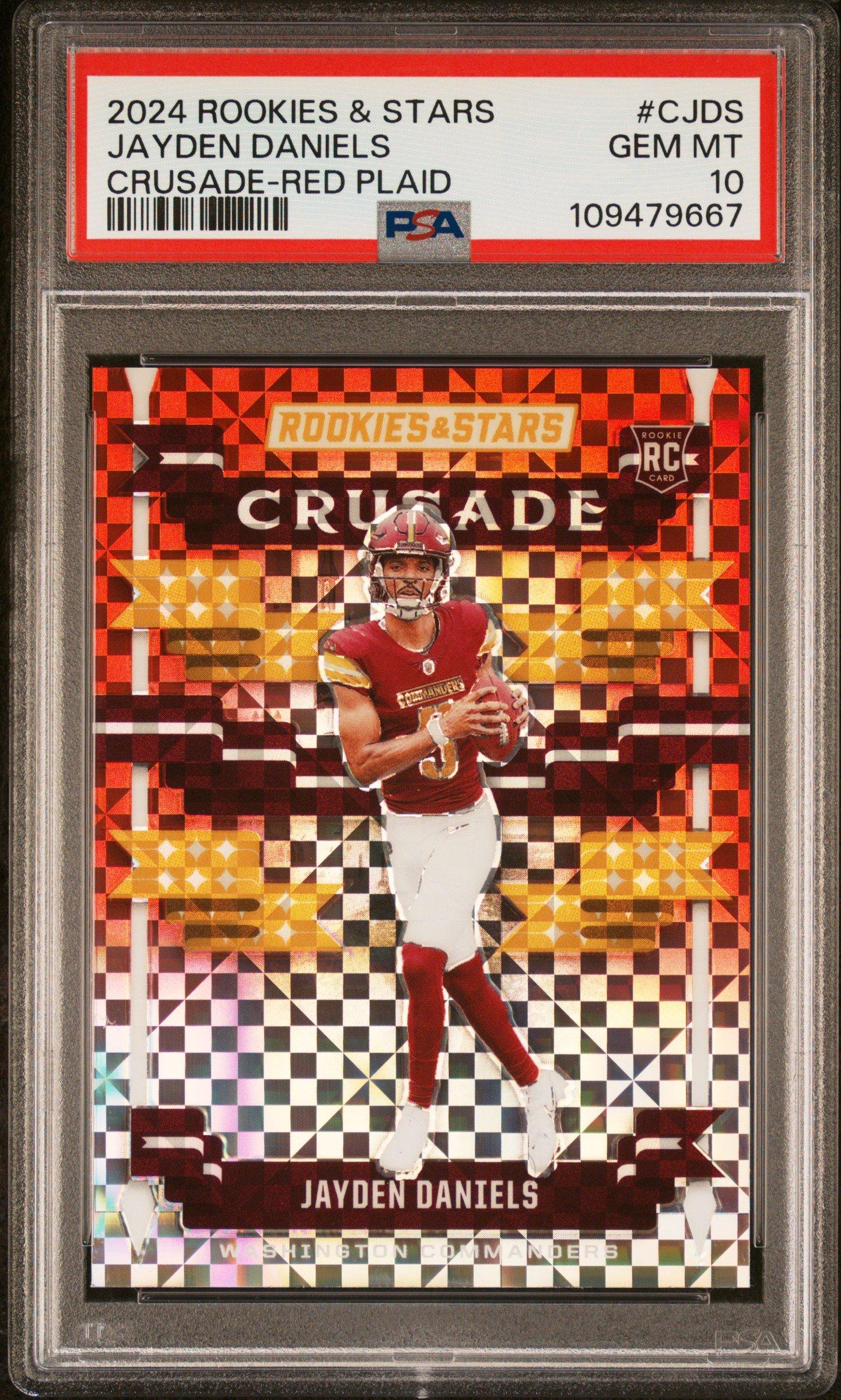 2024 Panini Rookies & Stars Crusade Cjds Jayden Daniels Red Plaid PSA 10