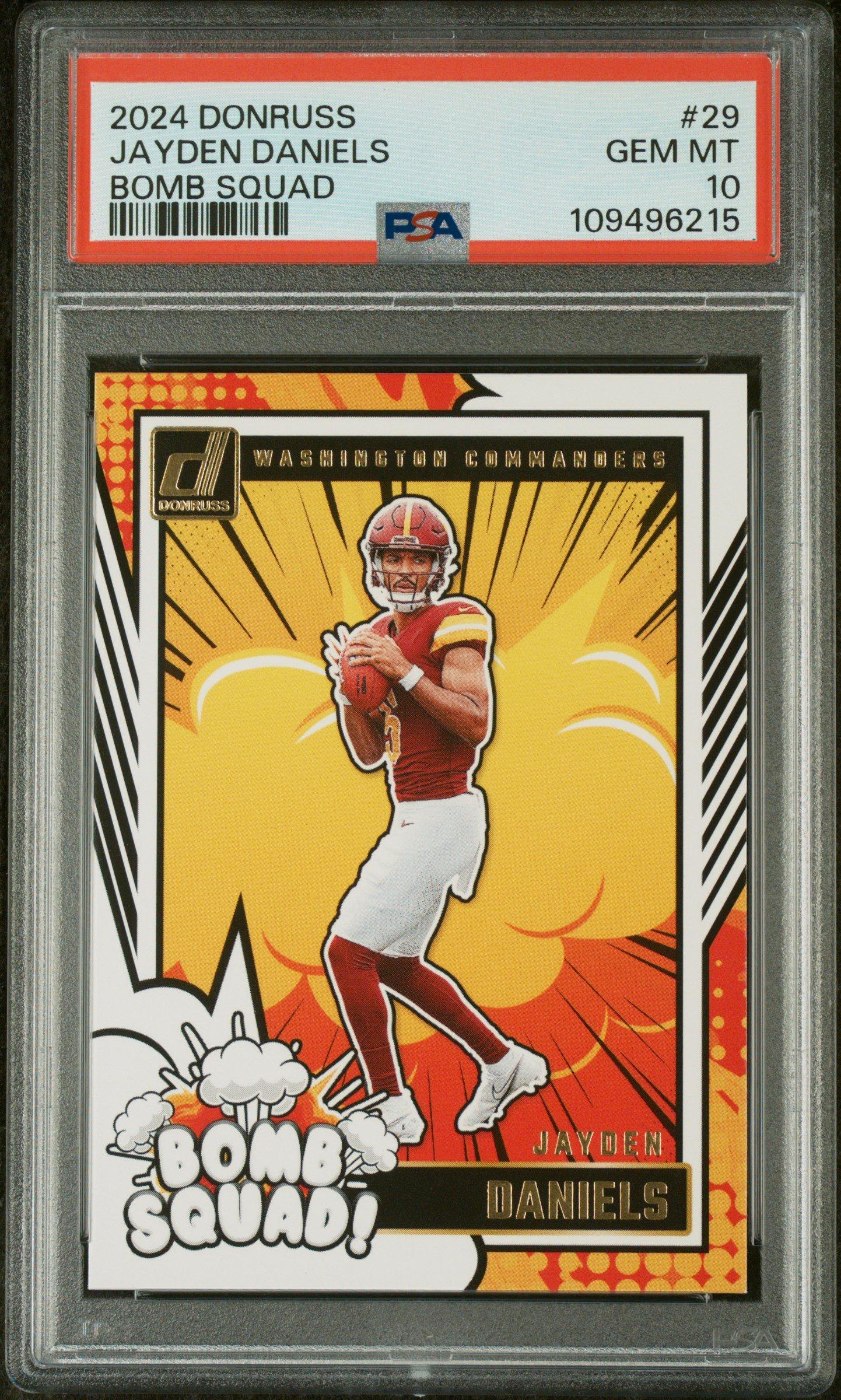 are bomb squad cards rare 2024 PANINI DONRUSS JAYDEN DANIELS ROOKIE INSERT CARD CASE HIT RD : Collectibles & Fine Art This is of Rare rarity are bomb squad cards rare
