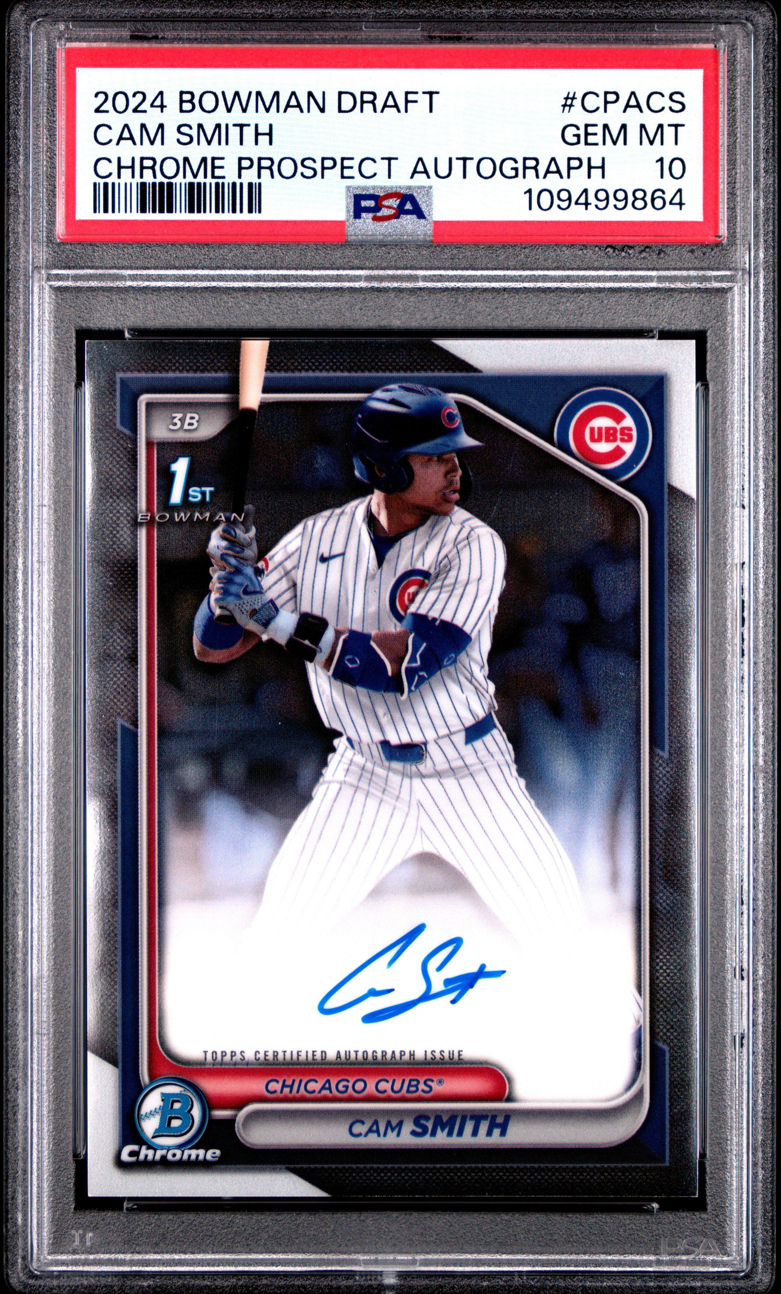 2024 Bowman Draft Chrome Prospect Autographs Cpacs Cam Smith PSA 10