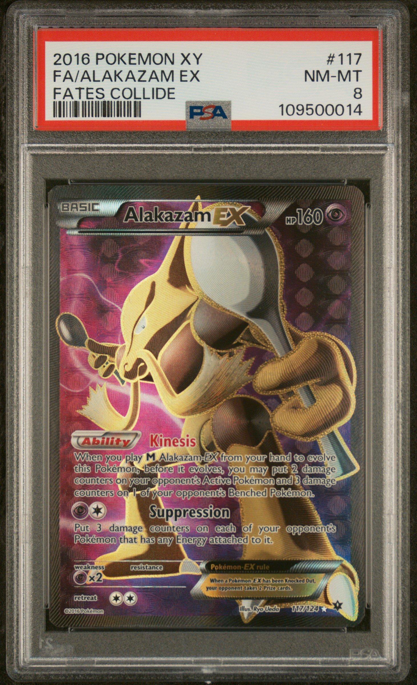 2016 Pokemon Xy Fates Collide 117 Full Art/alakazam Ex PSA 8