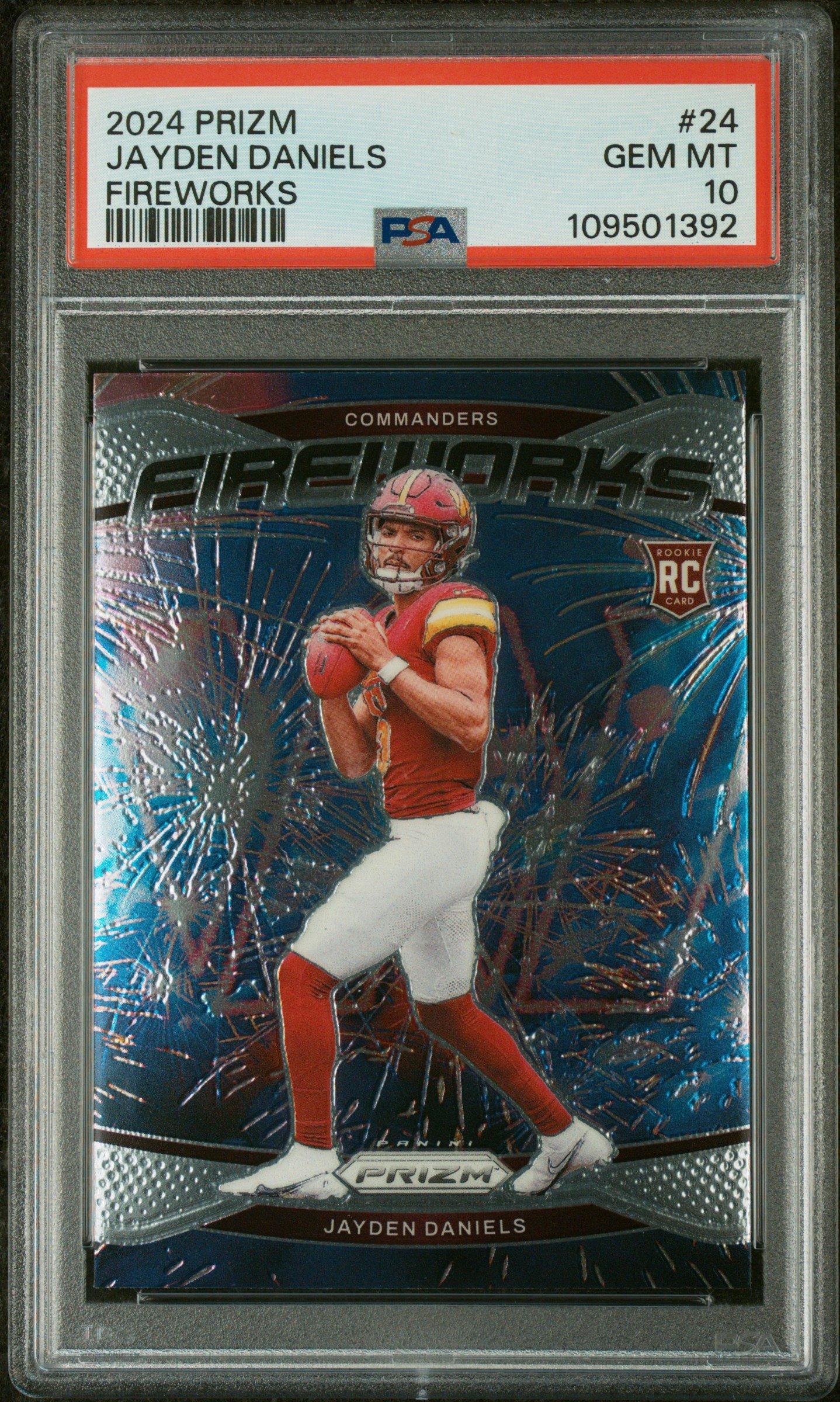 2024 Panini Prizm Fireworks 24 Jayden Daniels PSA 10 Graded Card