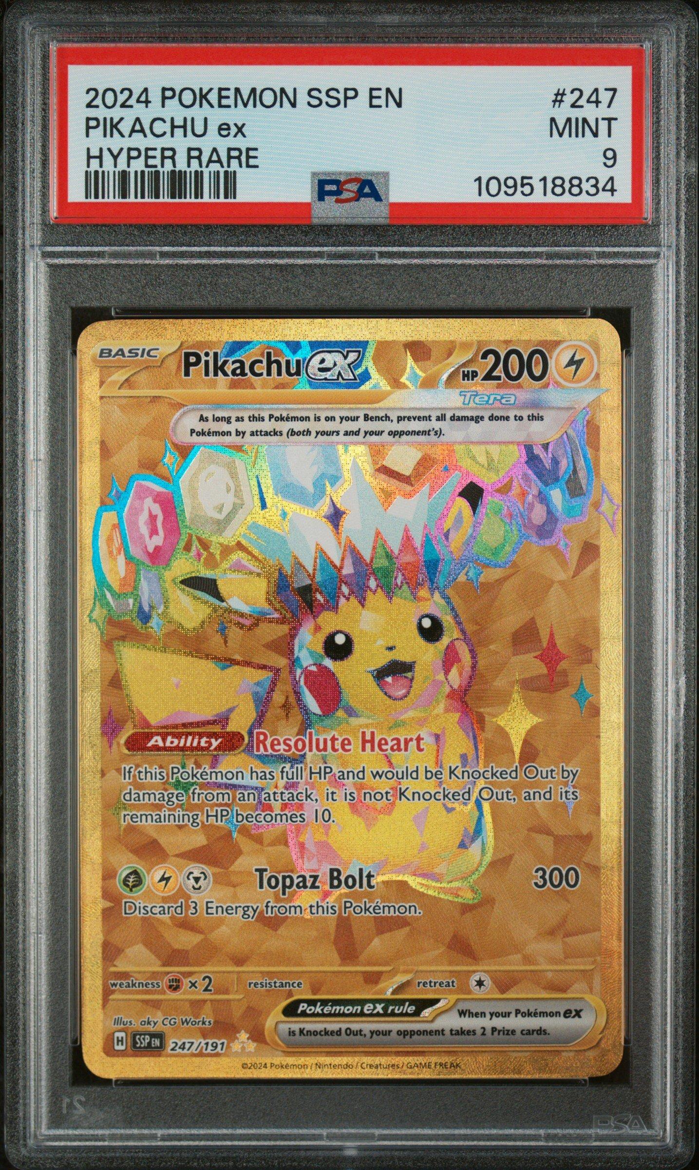2024 Pokemon Ssp En-surging Sparks 247 Pikachu Ex Hyper Rare PSA 9