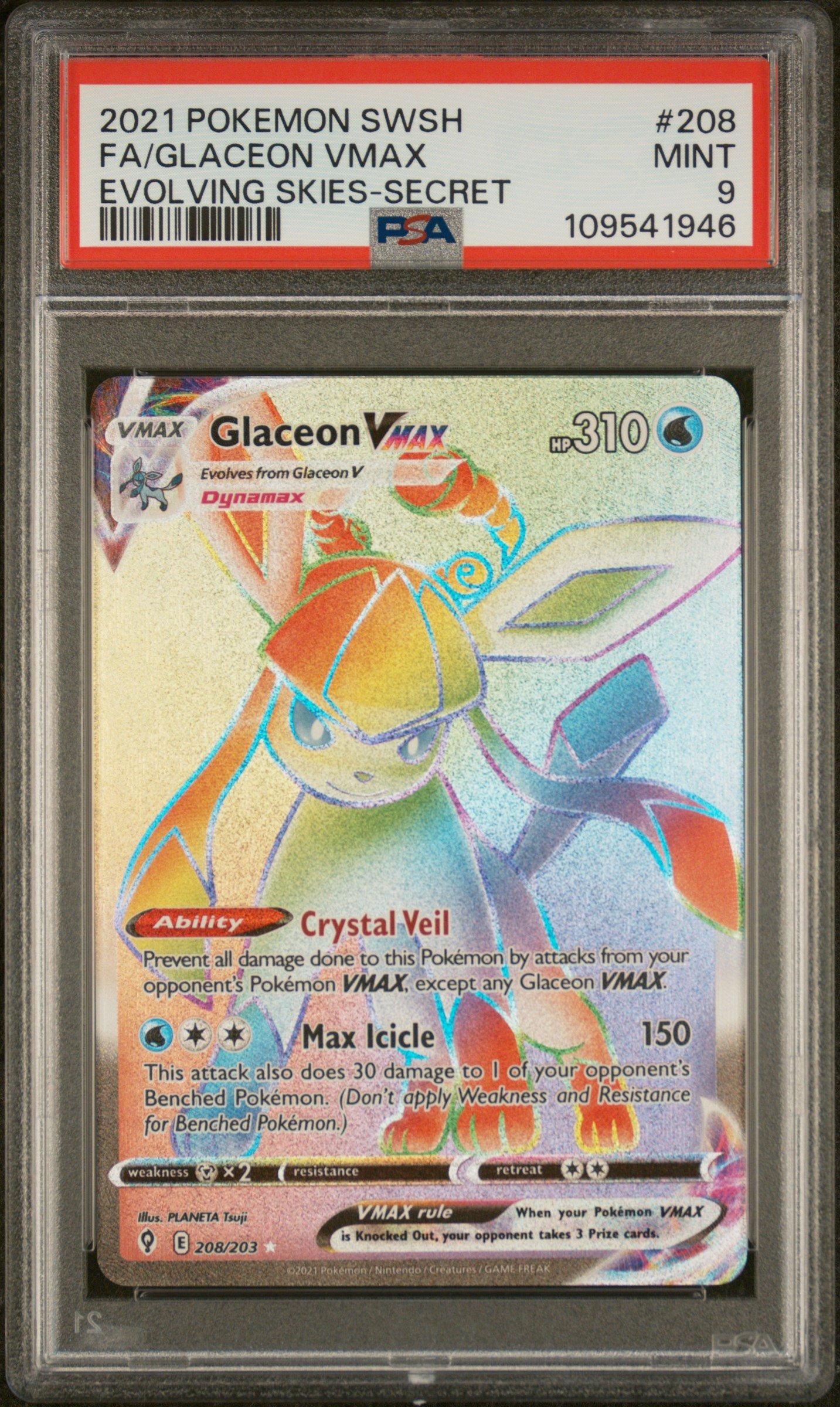 2021 Pokemon Sword & Shield Evolving Skies 208 Full Art/glaceon Vmax Secret  PSA 9 Graded Card | GameStop