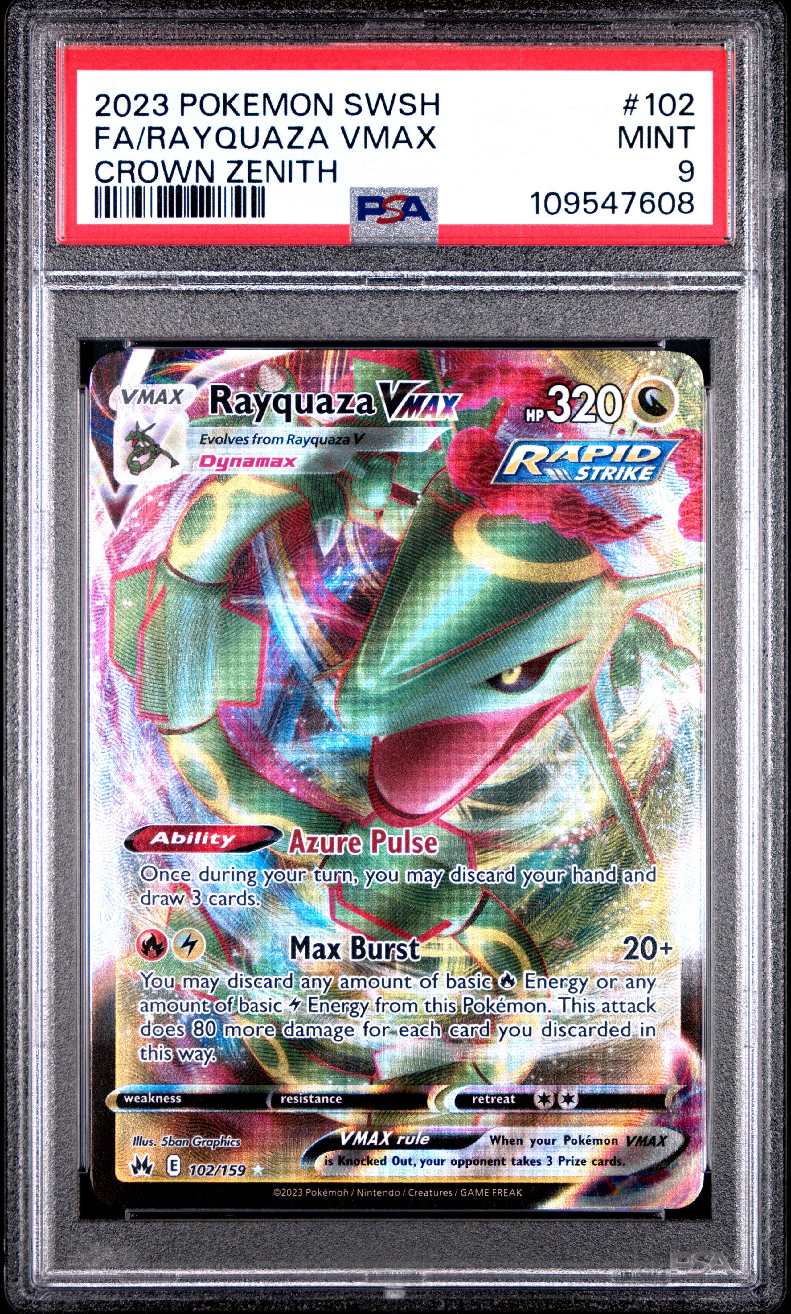 2023 Pokemon Sword And Shield Crown Zenith Full Art/rayquaza Vmax PSA