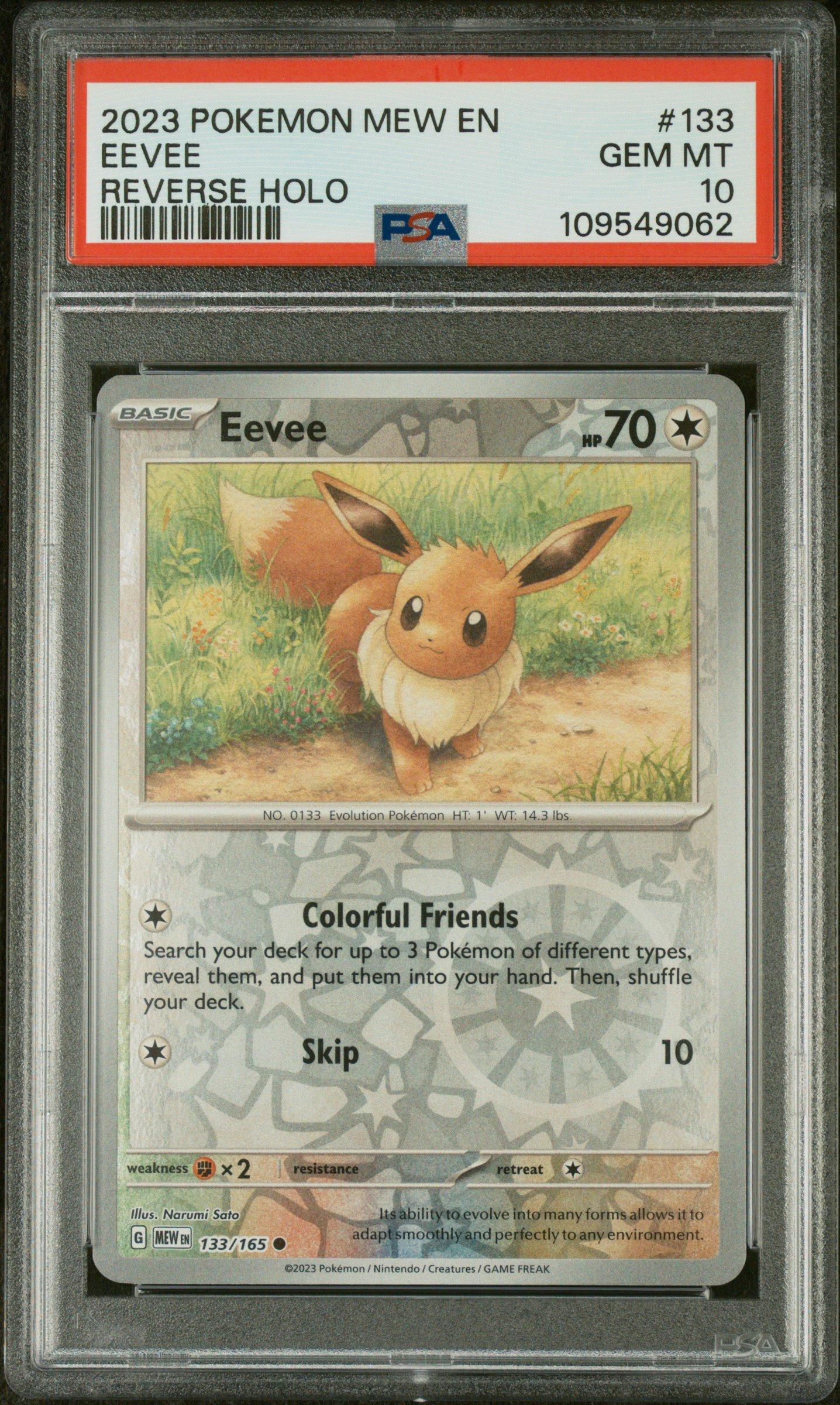 2023 Pokemon Mew En-151 133 Eevee Reverse Holo PSA 10