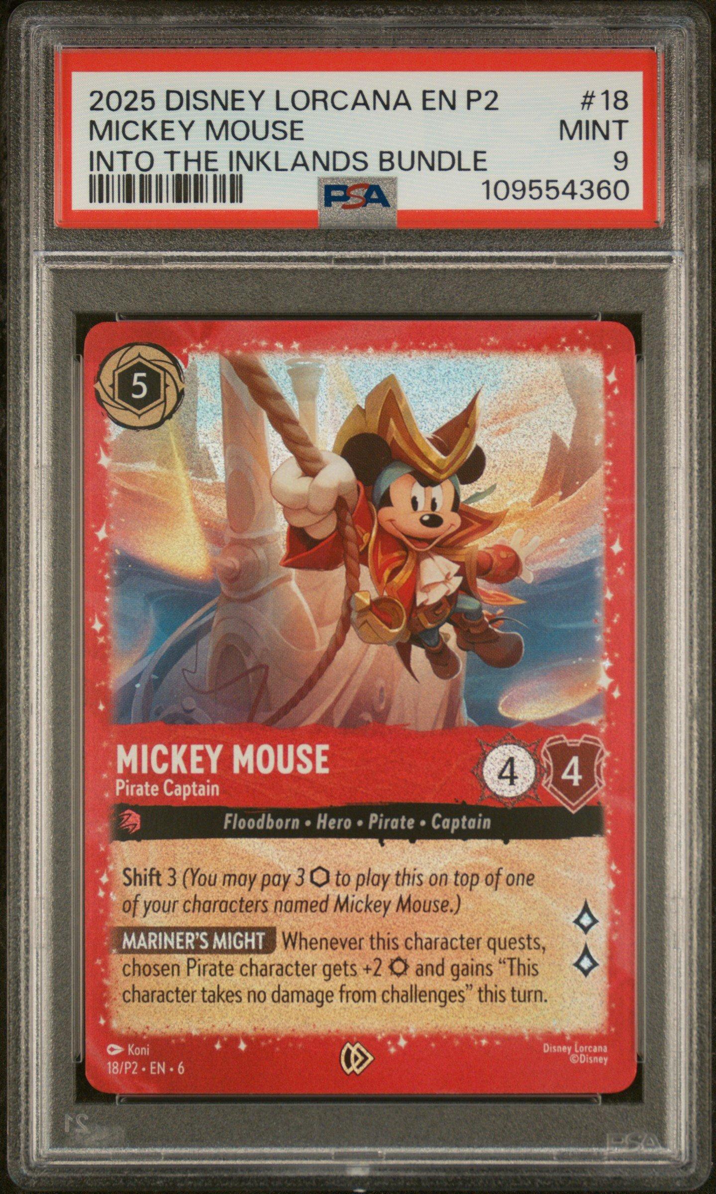 2025 Disney Lorcana En P2-promo 18 Mickey Mouse - Pirate Captain Into The  Inklands Bundle PSA 9 Graded Card | GameStop