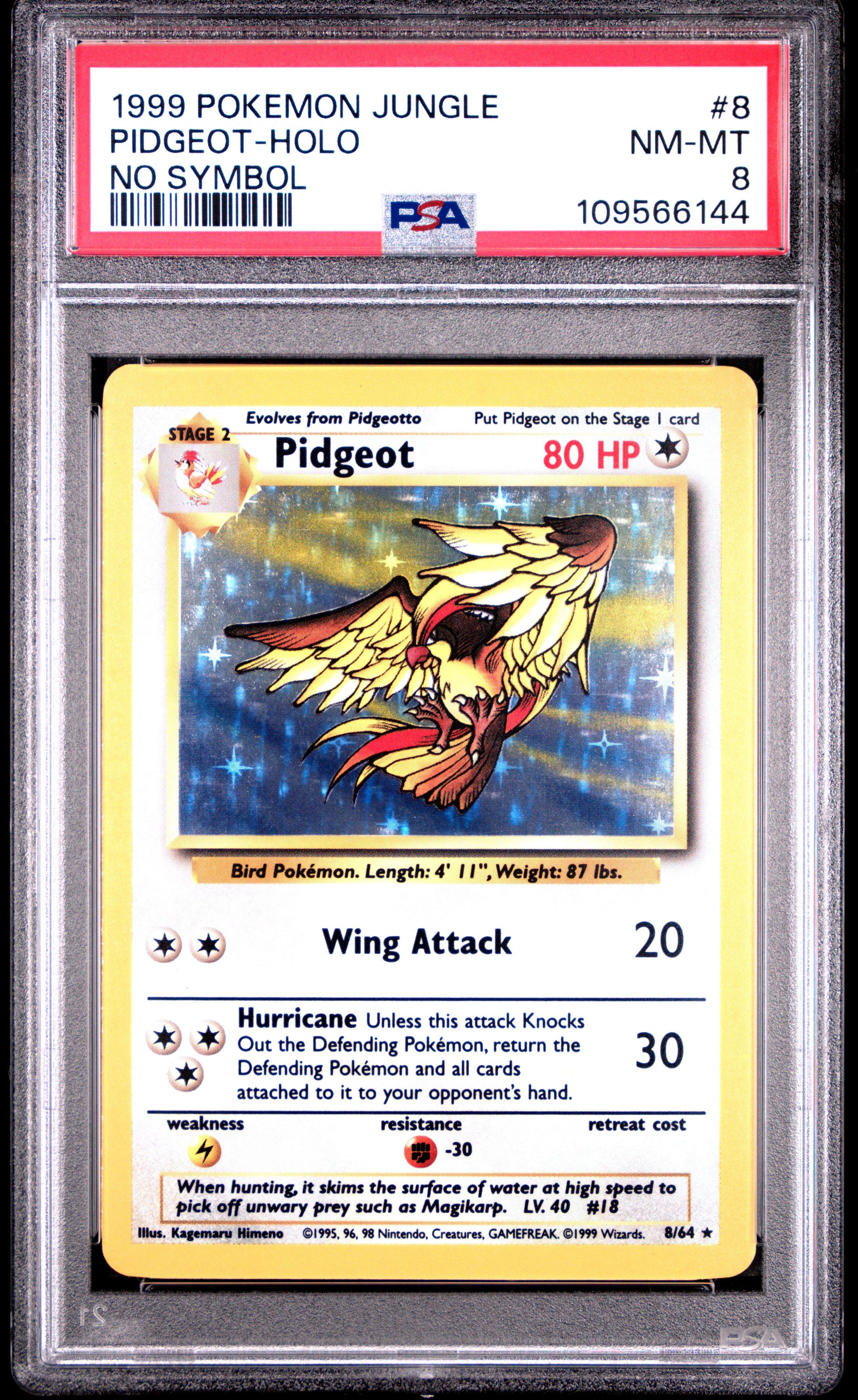 1999 Pokemon Jungle 8 Pidgeot-holo No Symbol PSA 8