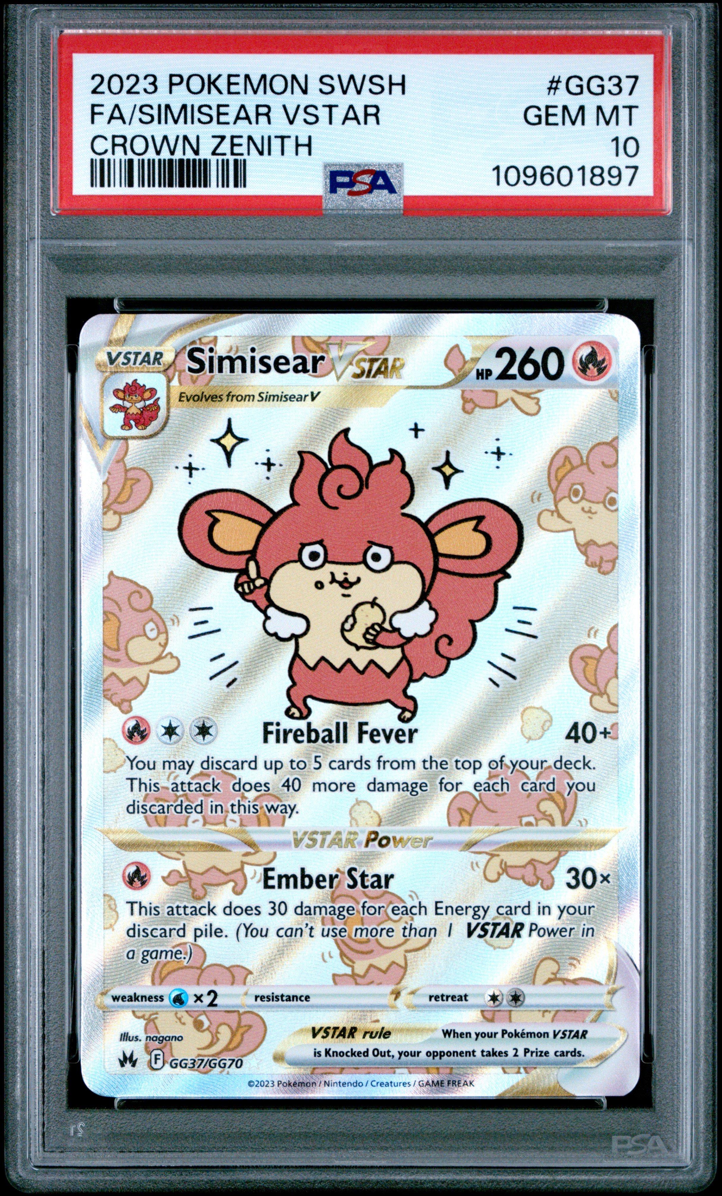 2023 Pokemon Sword And Shield Crown Zenith Gg37 Full Art/simisear