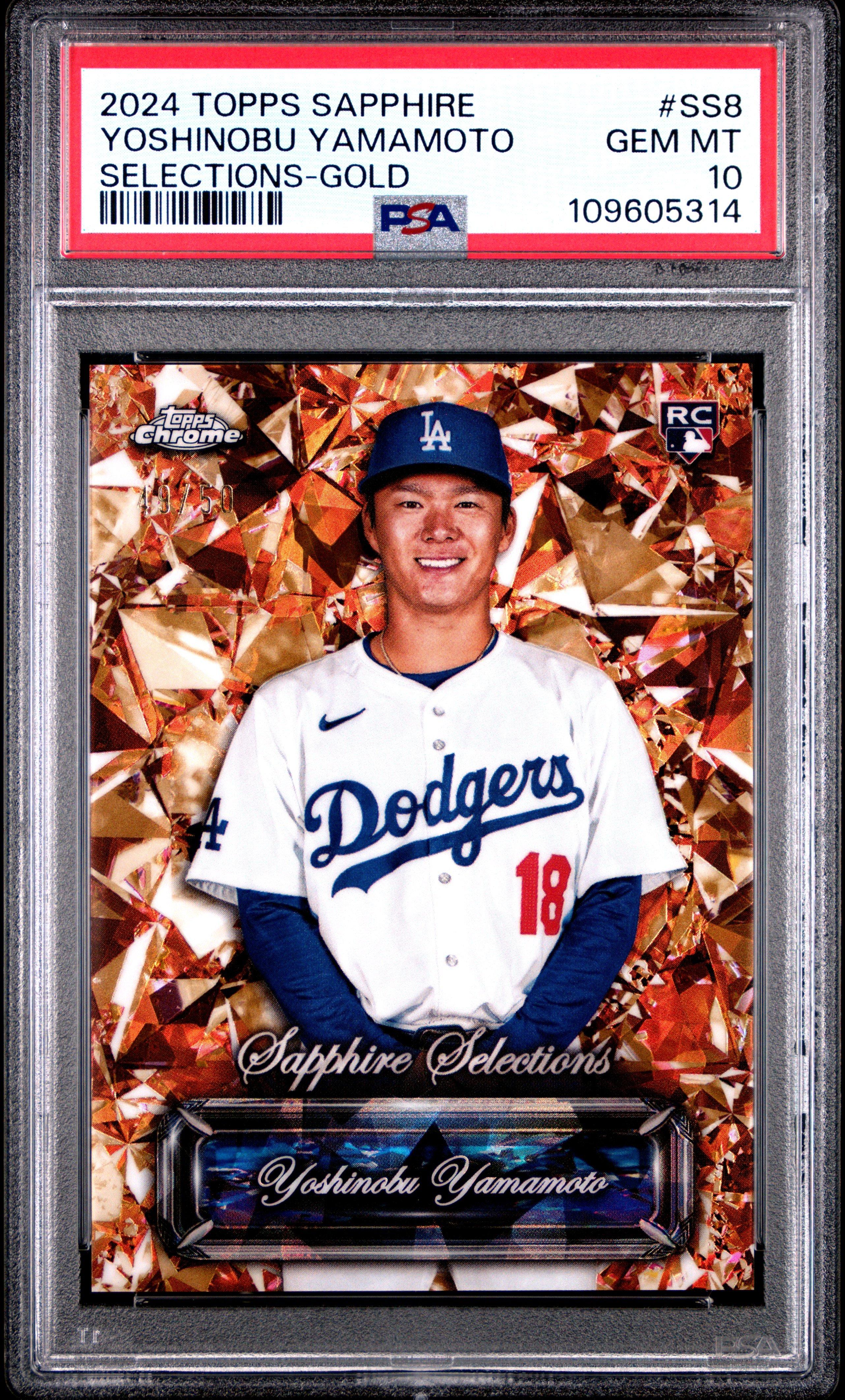 2024 Topps Chrome Sapphire Sapphire Selections Ss8 Yoshinobu Yamamoto Gold PSA 10