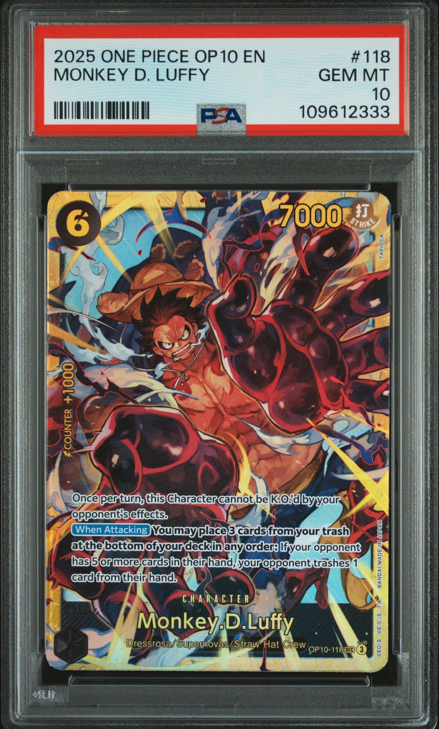 2025 One Piece Op10-royal Blood 118 Monkey D. Luffy PSA 10 Graded