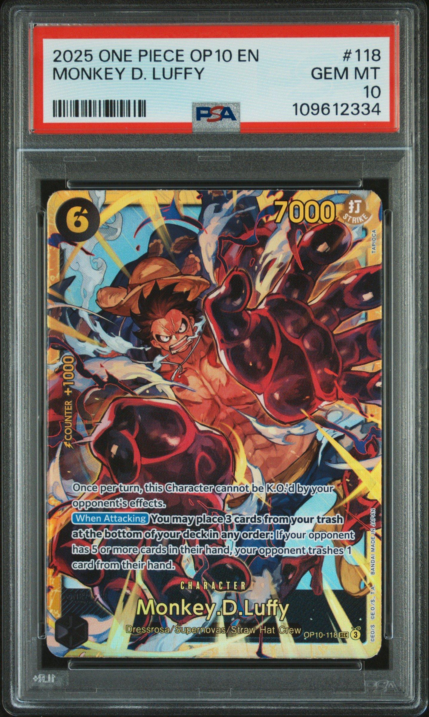 2025 One Piece Op10-royal Blood 118 Monkey D. Luffy PSA 10 Graded