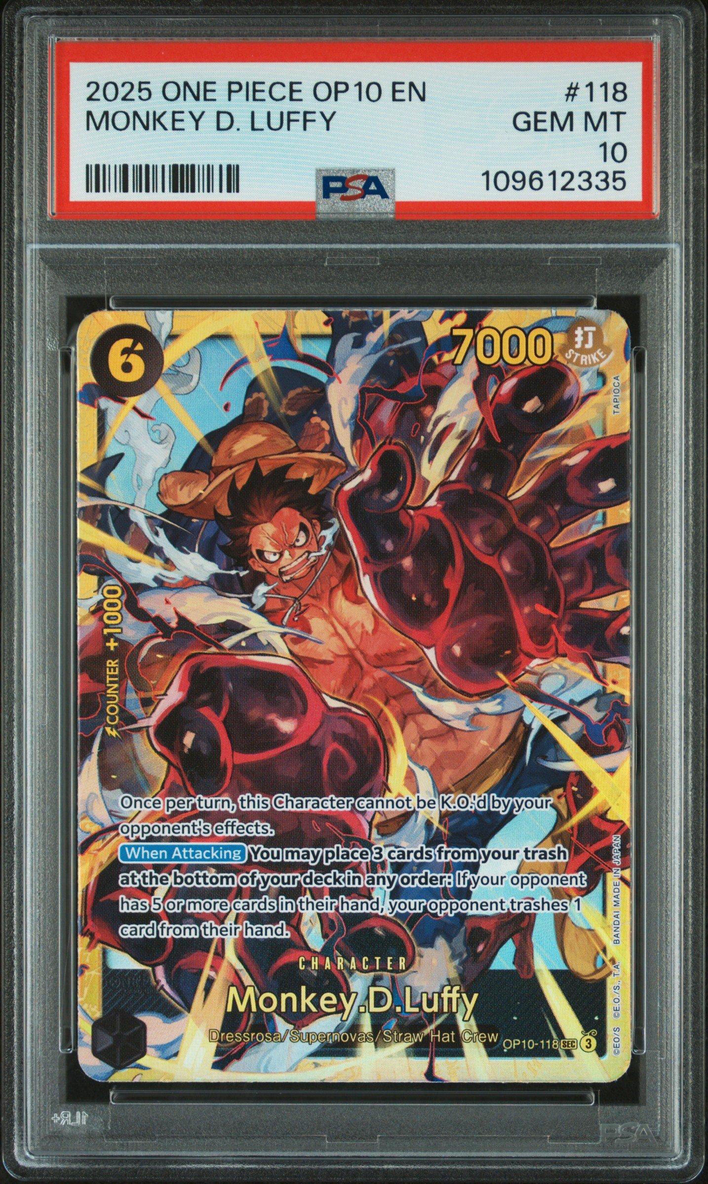 2025 One Piece Op10-royal Blood 118 Monkey D. Luffy PSA 10 Graded