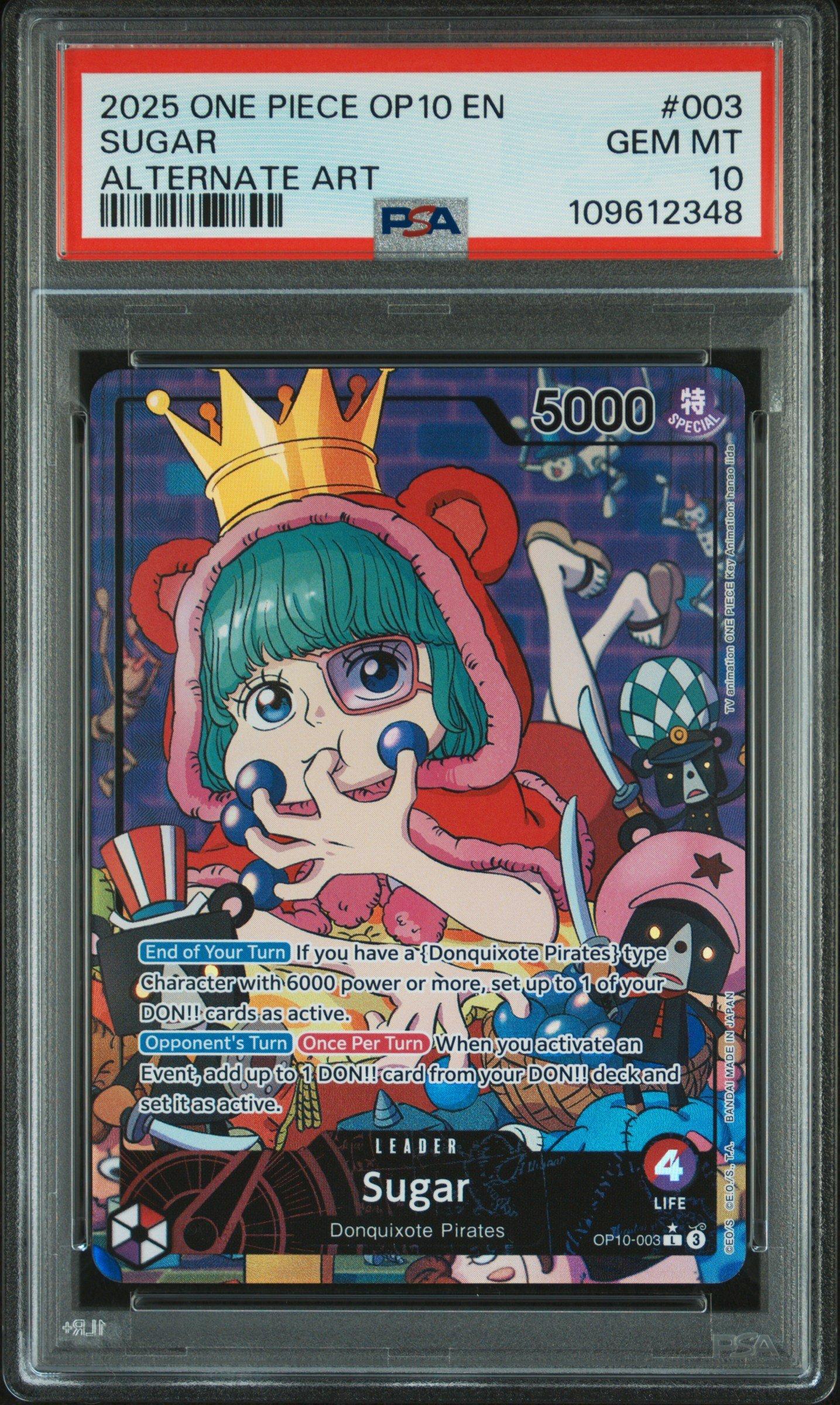 2025 One Piece Op10-royal Blood 003 Sugar Alternate Art PSA 10