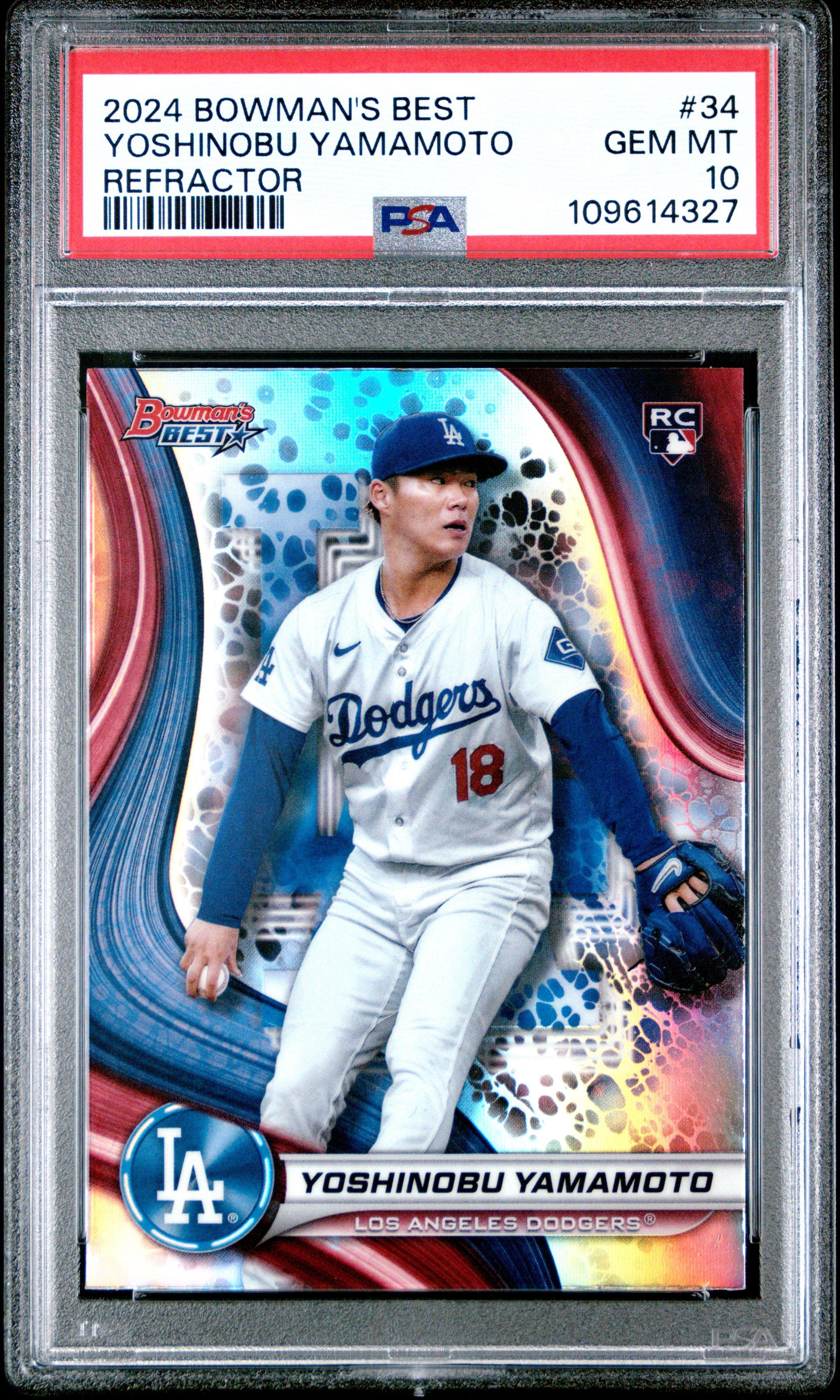 2024 Bowman's Best 34 Yoshinobu Yamamoto Refractor PSA 10