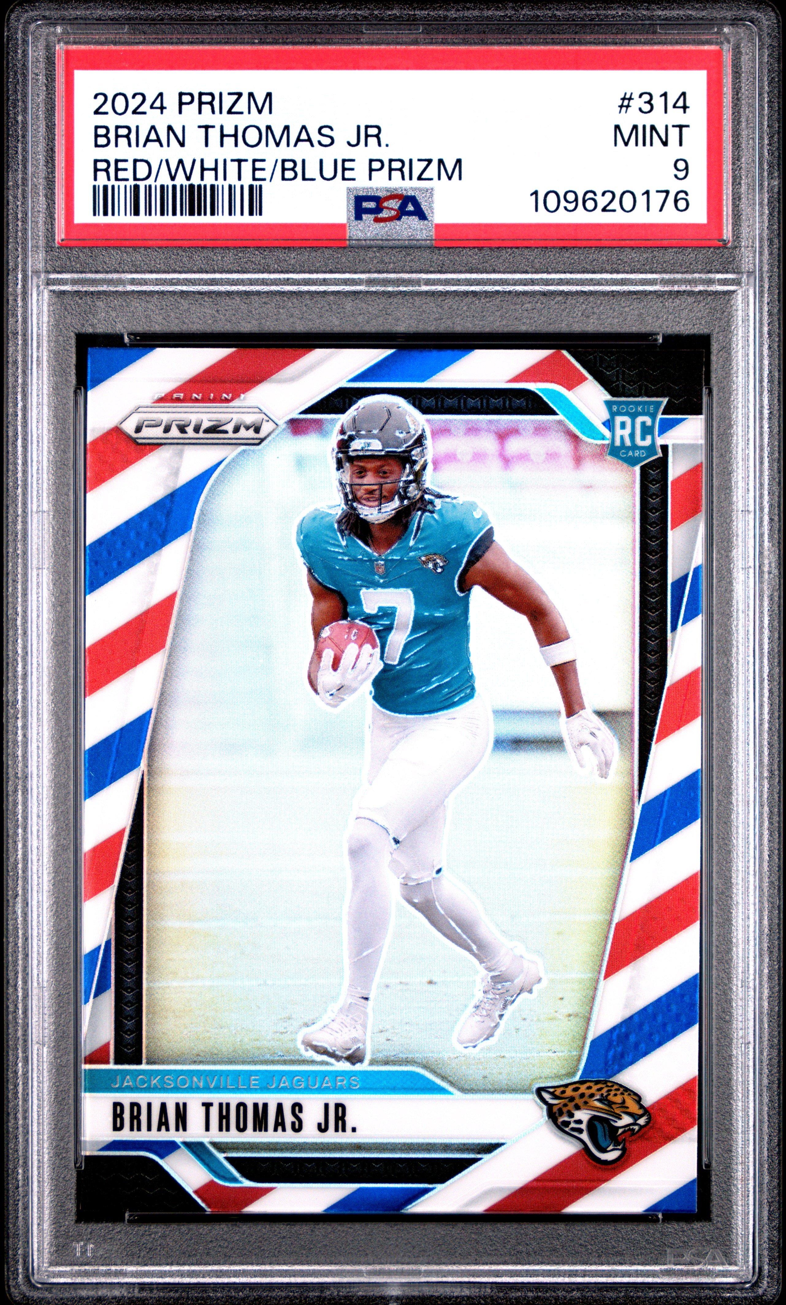 2024 Panini Prizm 314 Brian Thomas Jr. Red/white/blue Prizm PSA 9