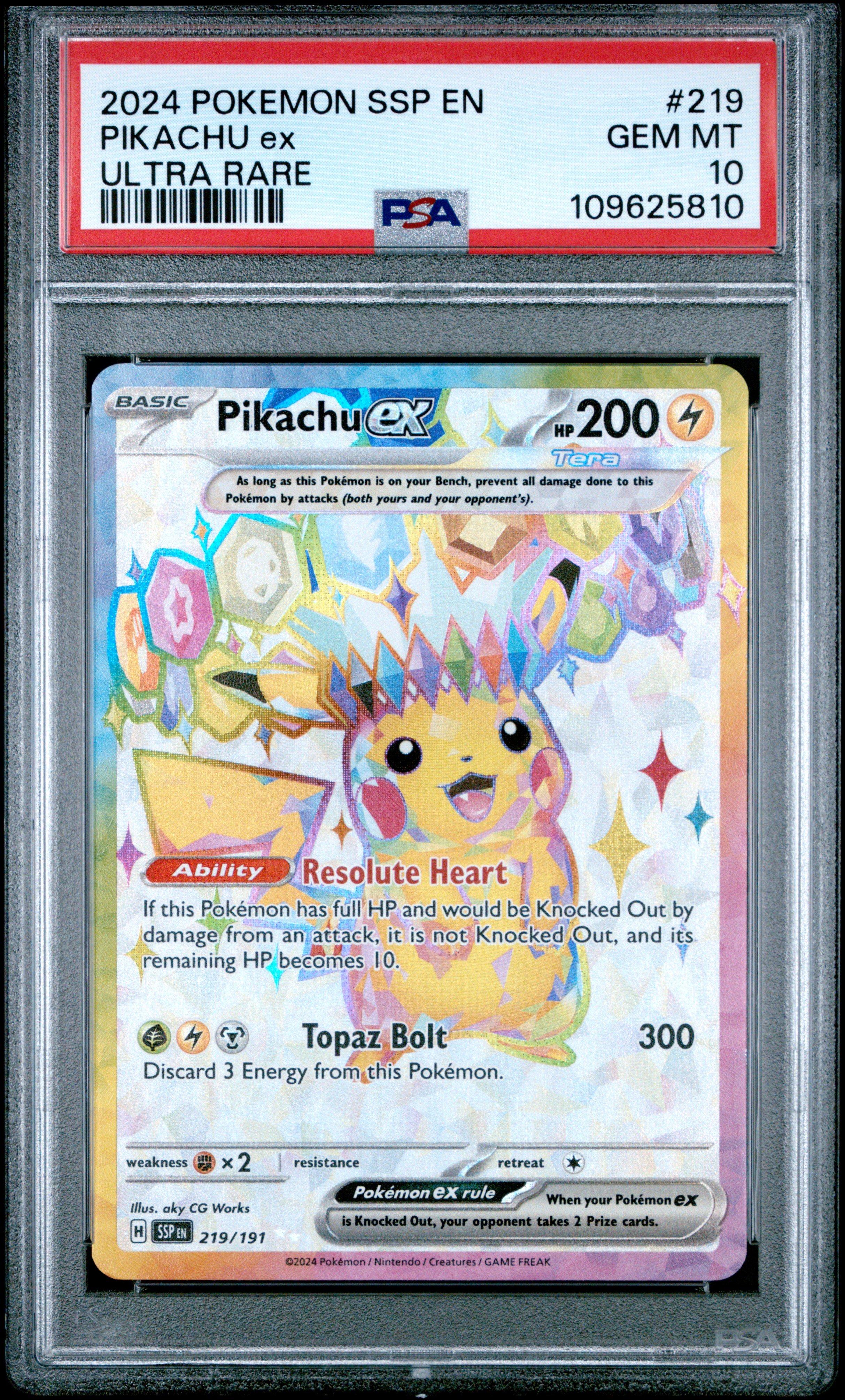 2024 Pokemon Ssp En-surging Sparks 219 Pikachu Ex Ultra Rare PSA