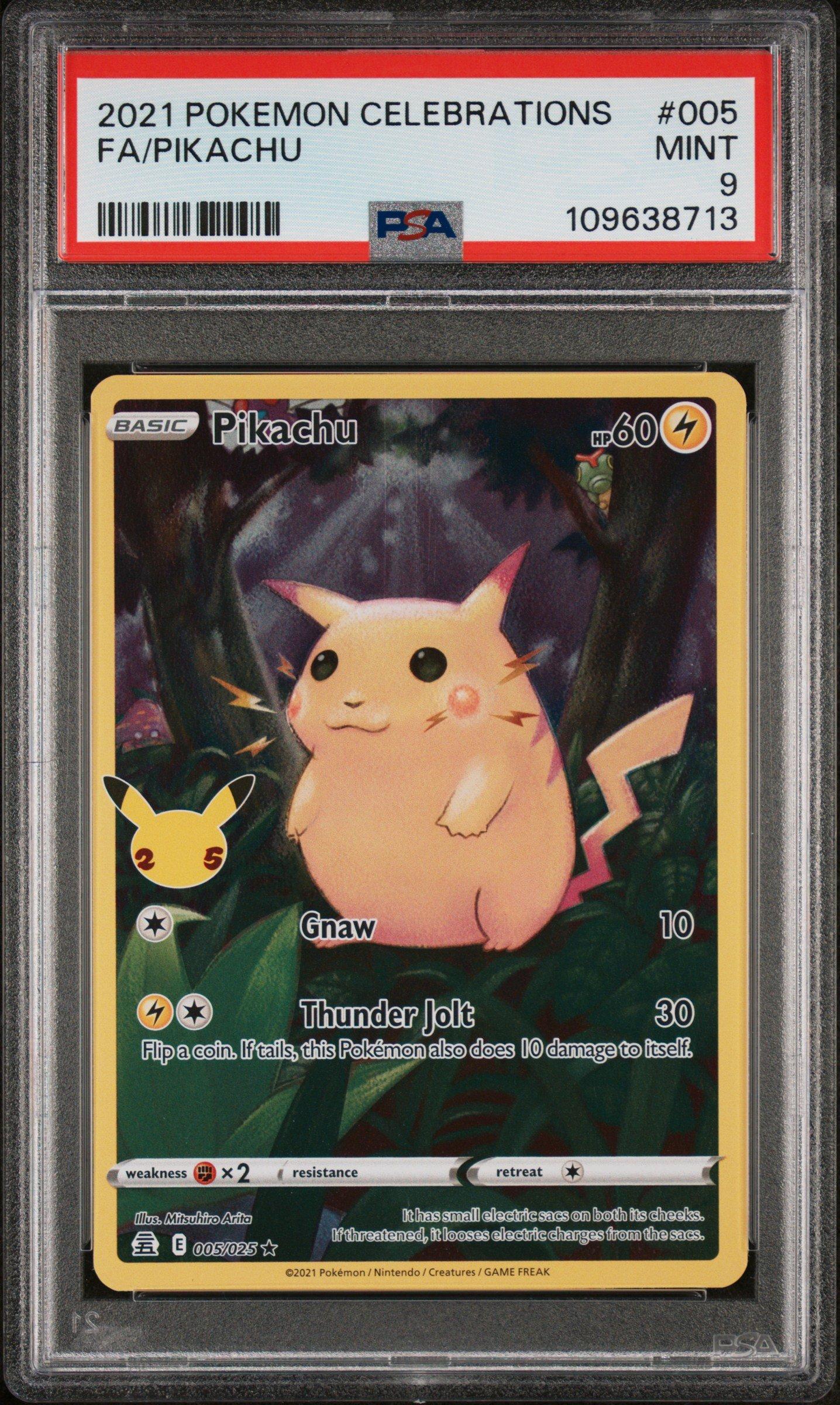 2021 Pokemon Celebrations 005 Full Art/pikachu PSA 9 Graded Card