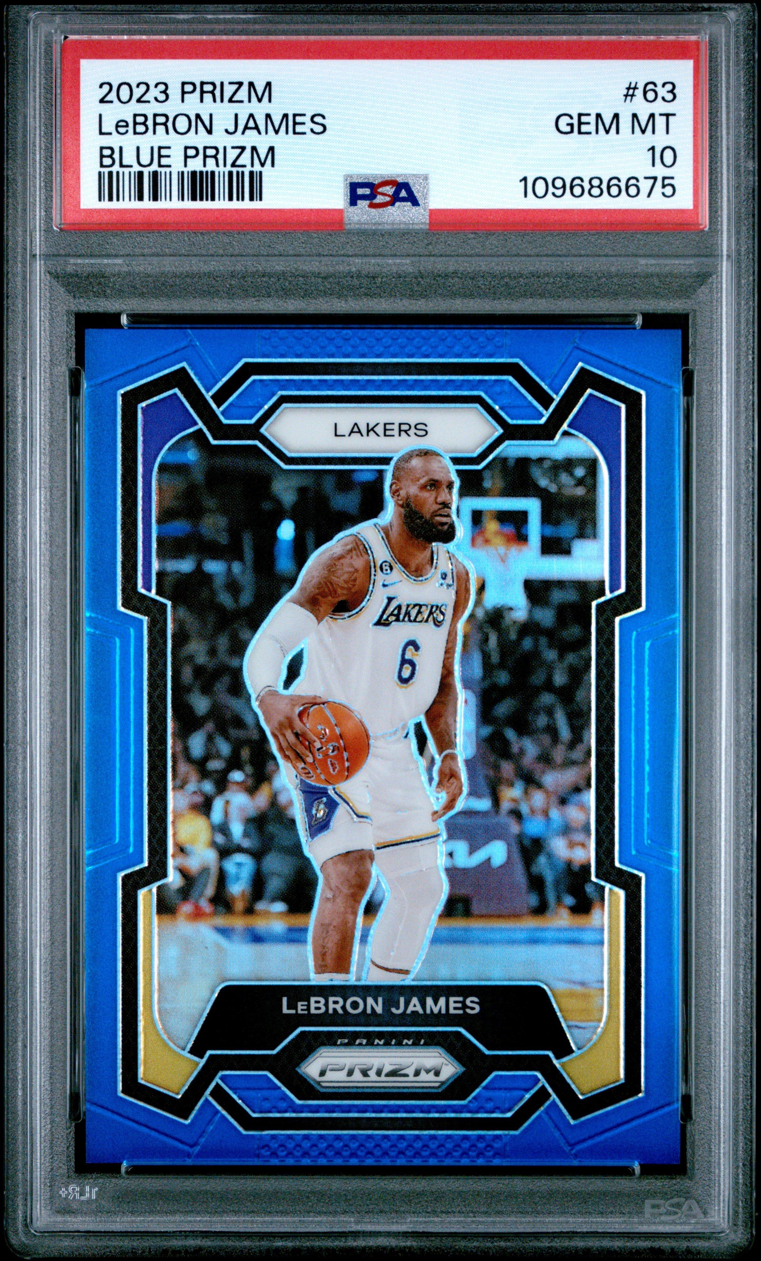 2023 Panini Prizm 63 Lebron James Blue Prizm PSA 10 Graded Card | GameStop
