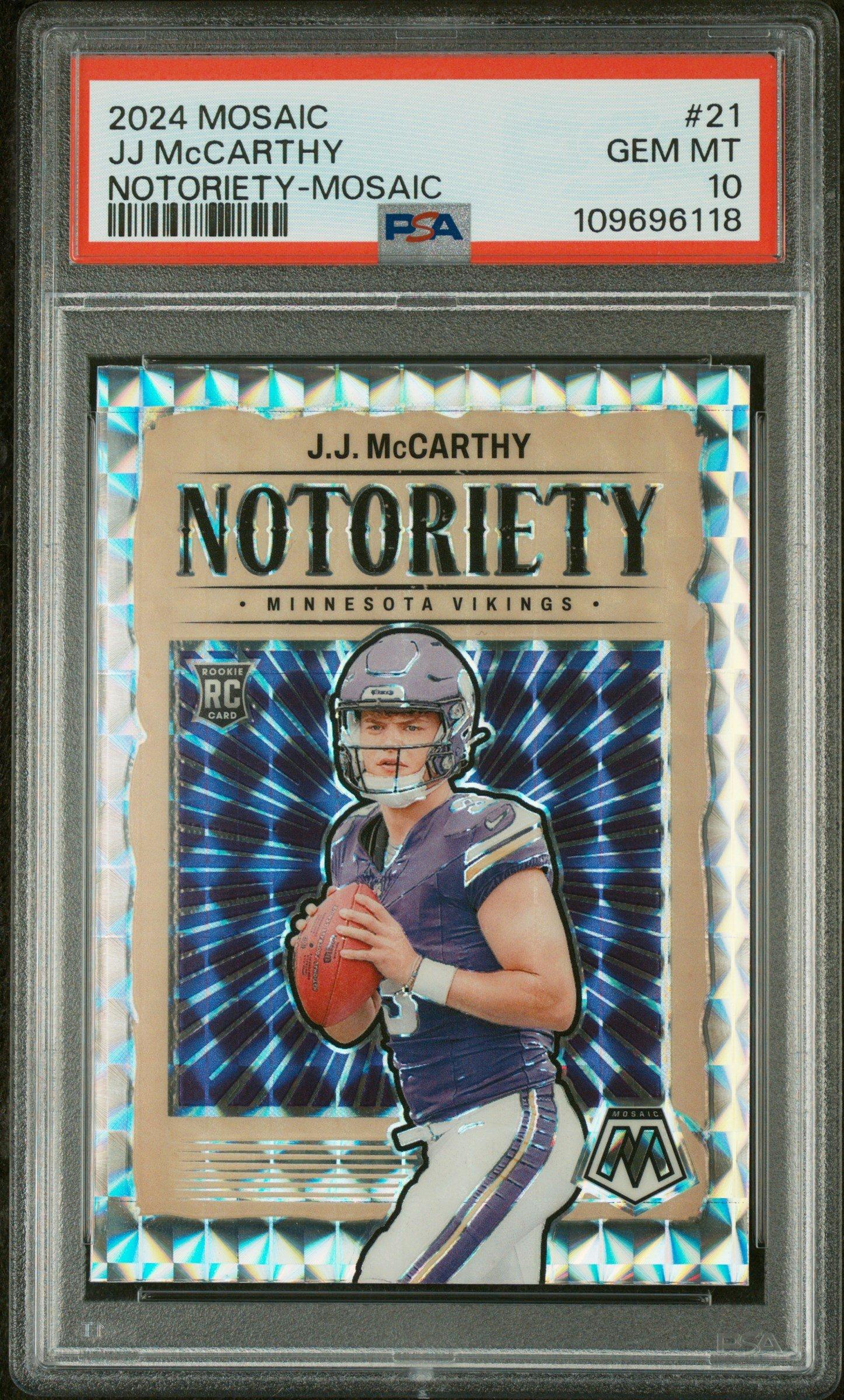2024 Panini Mosaic Notoriety 21 Jj Mccarthy Mosaic PSA 10