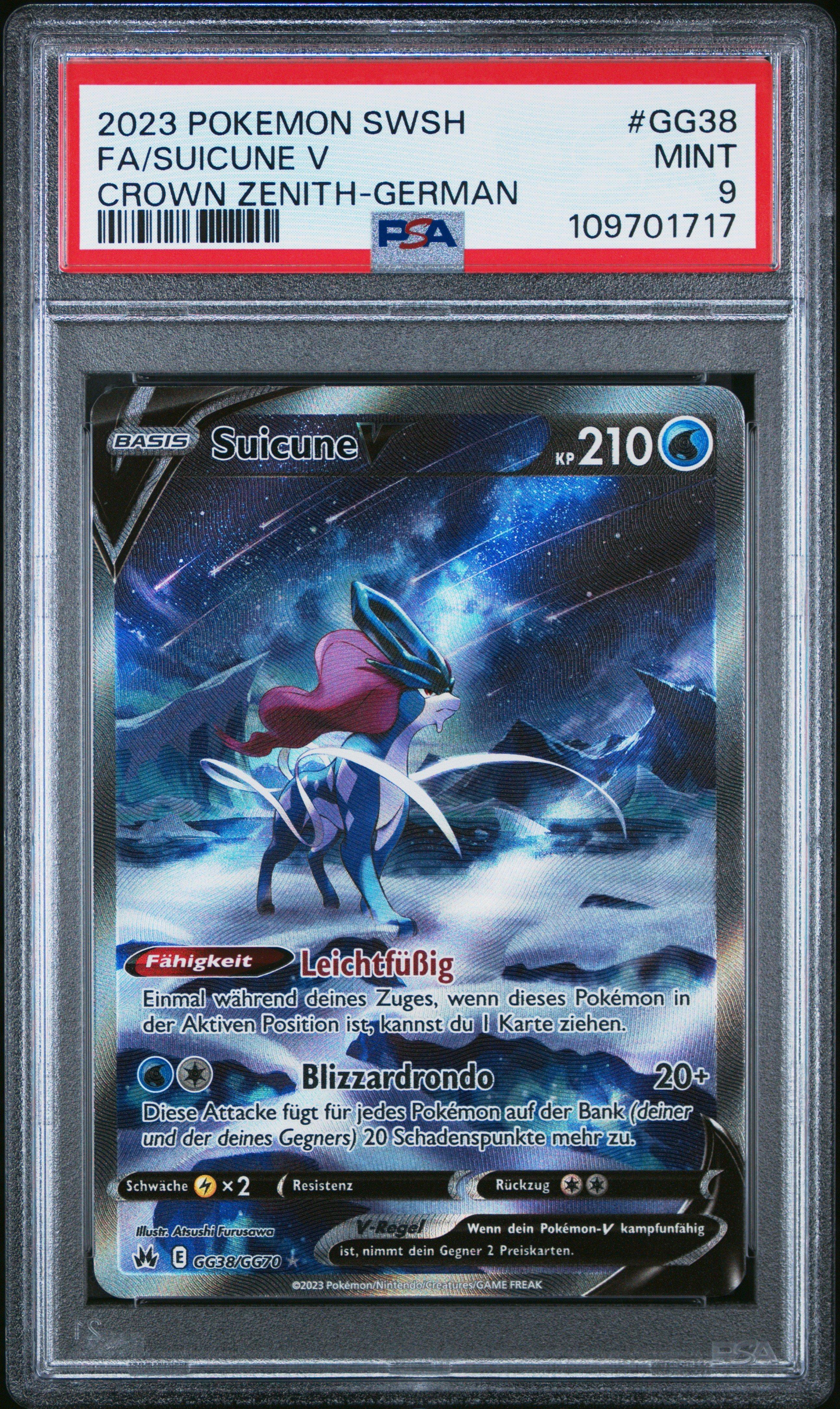 2023 Pokemon Sword And Shield Crown Zenith Gg38 Full Art/suicune V German PSA 9