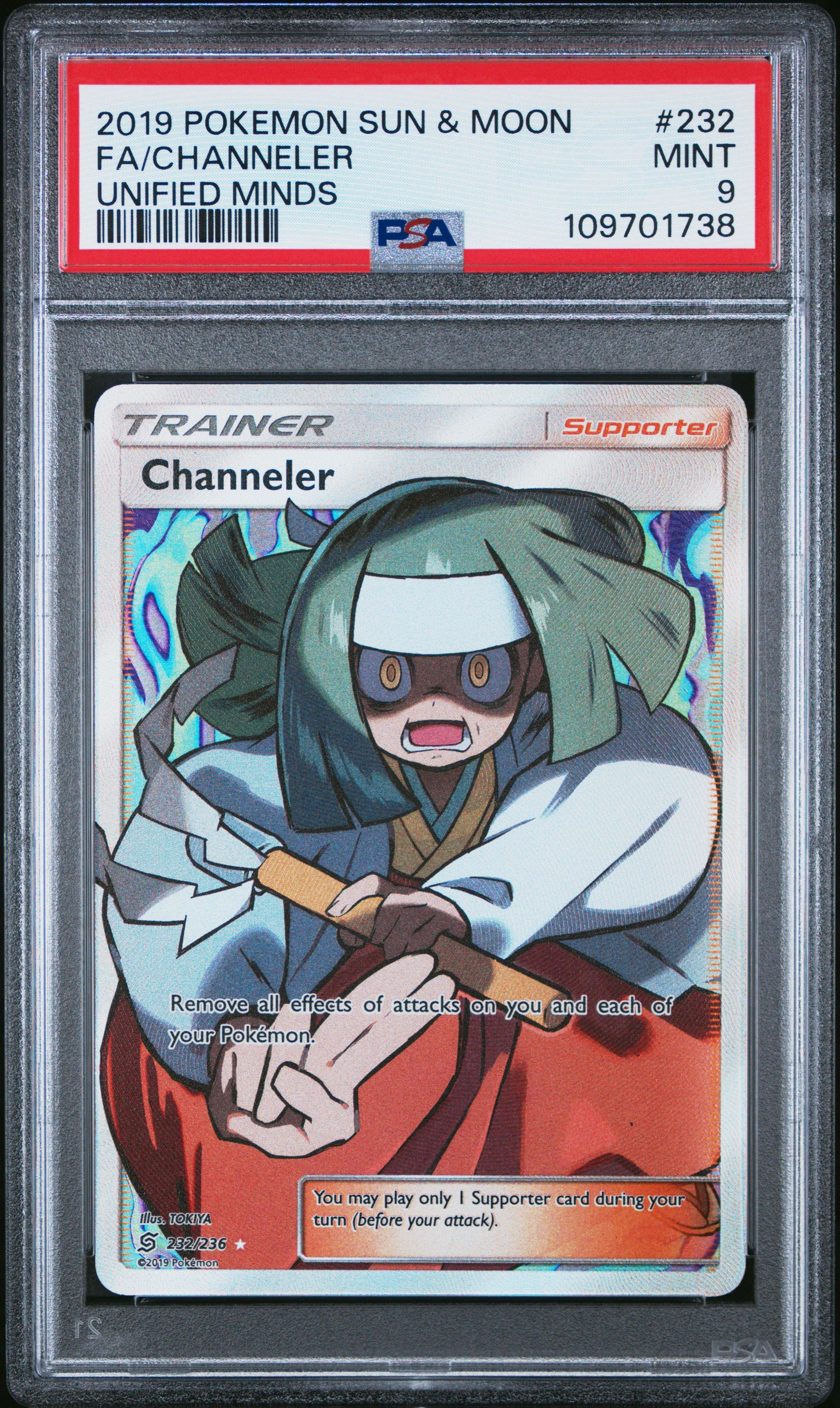 2019 Pokemon Sun & Moon Unified Minds 232 Full Art/channeler PSA 9