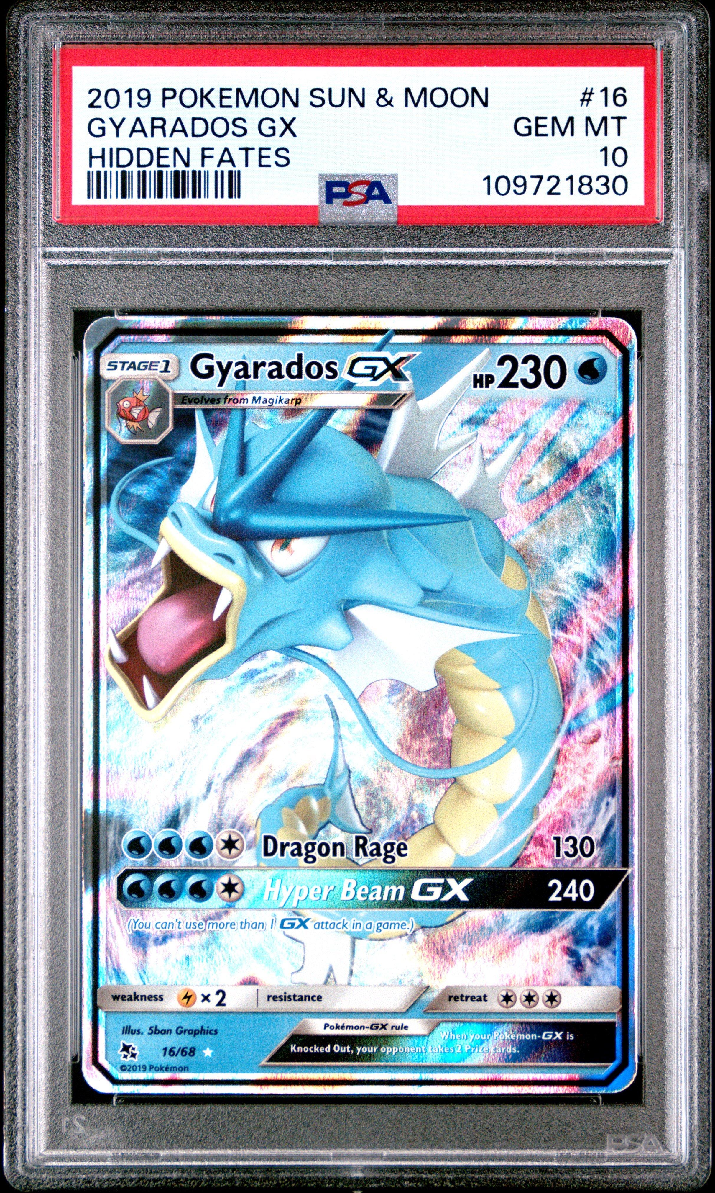 2019 Pokemon Sun & Moon Hidden Fates 16 Gyarados Gx PSA