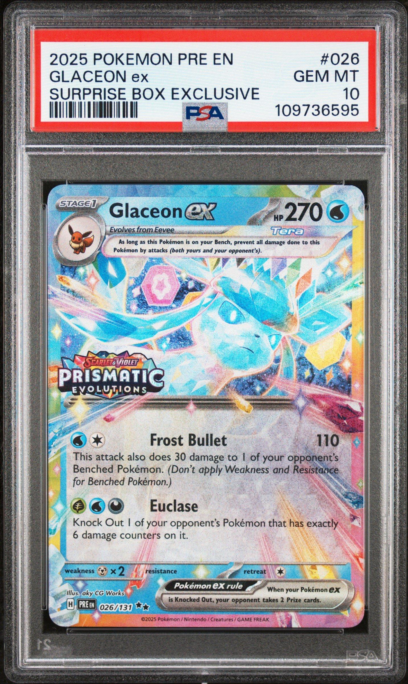2025 Pokemon Pre En-prismatic Evolutions 026 Glaceon Ex Surprise
