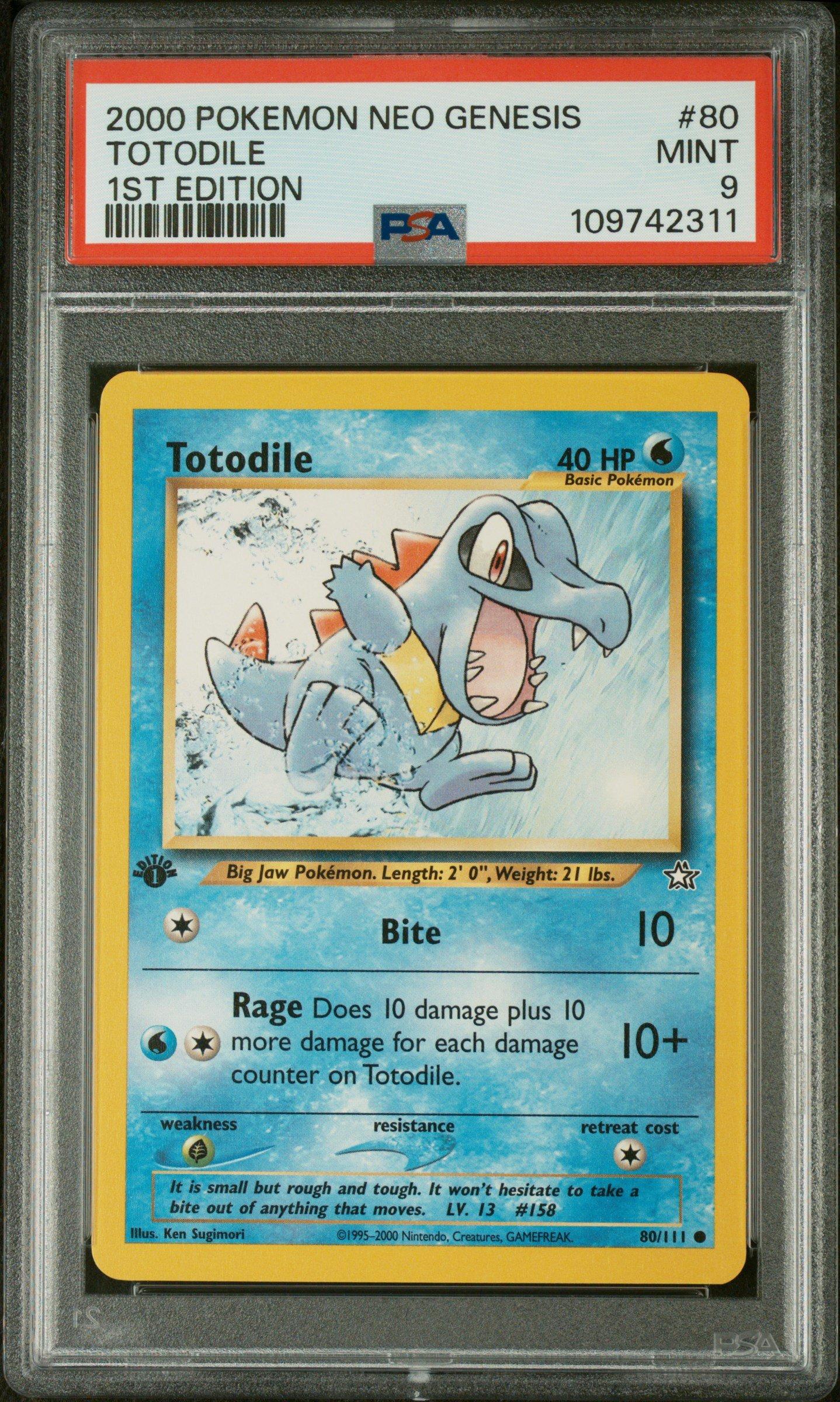 2000 Pokemon Neo Genesis 1st Edition 80 Totodile PSA 9