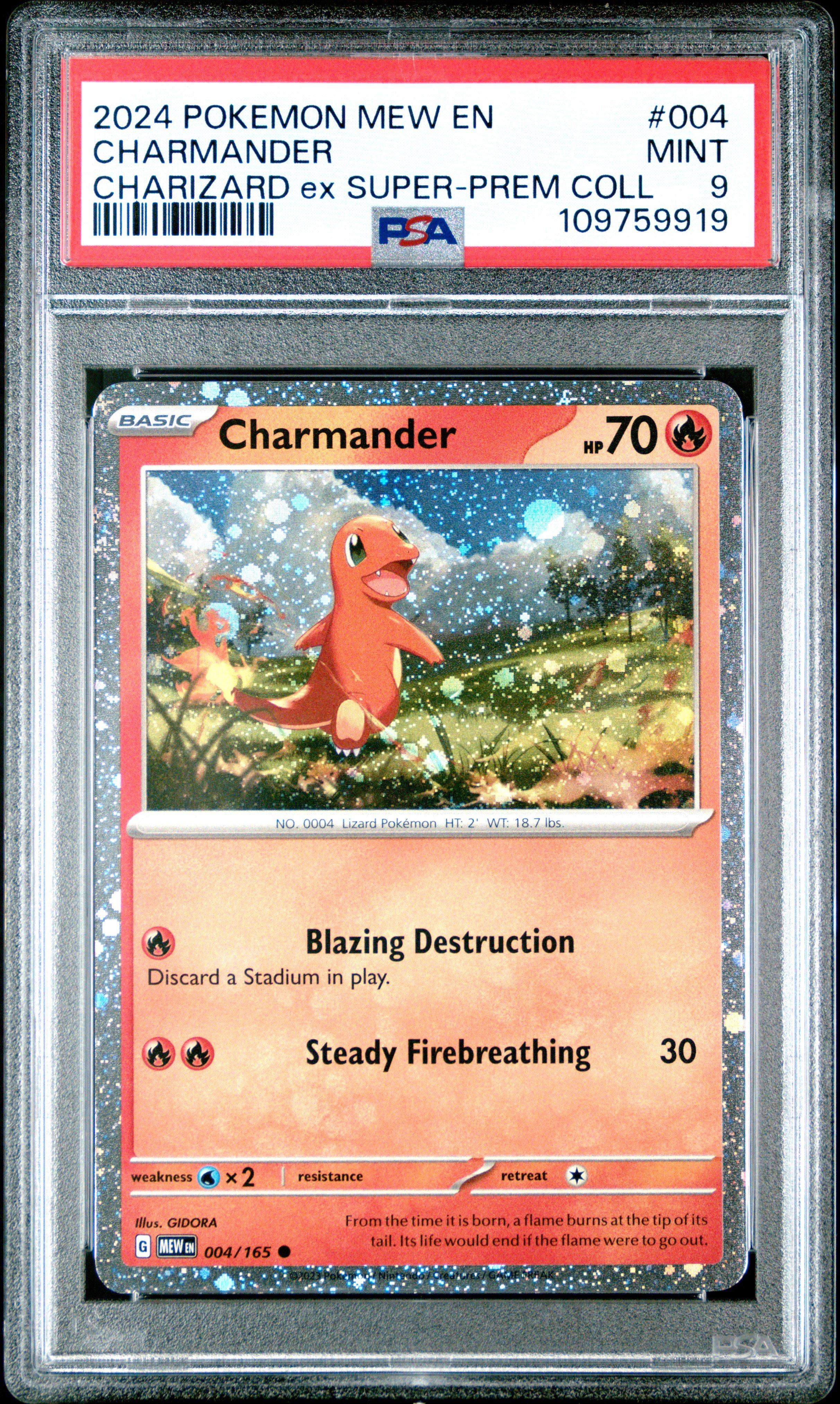 2024 Pokemon Mew En-151 004 Charmander Charizard Ex Super-premium Collection PSA