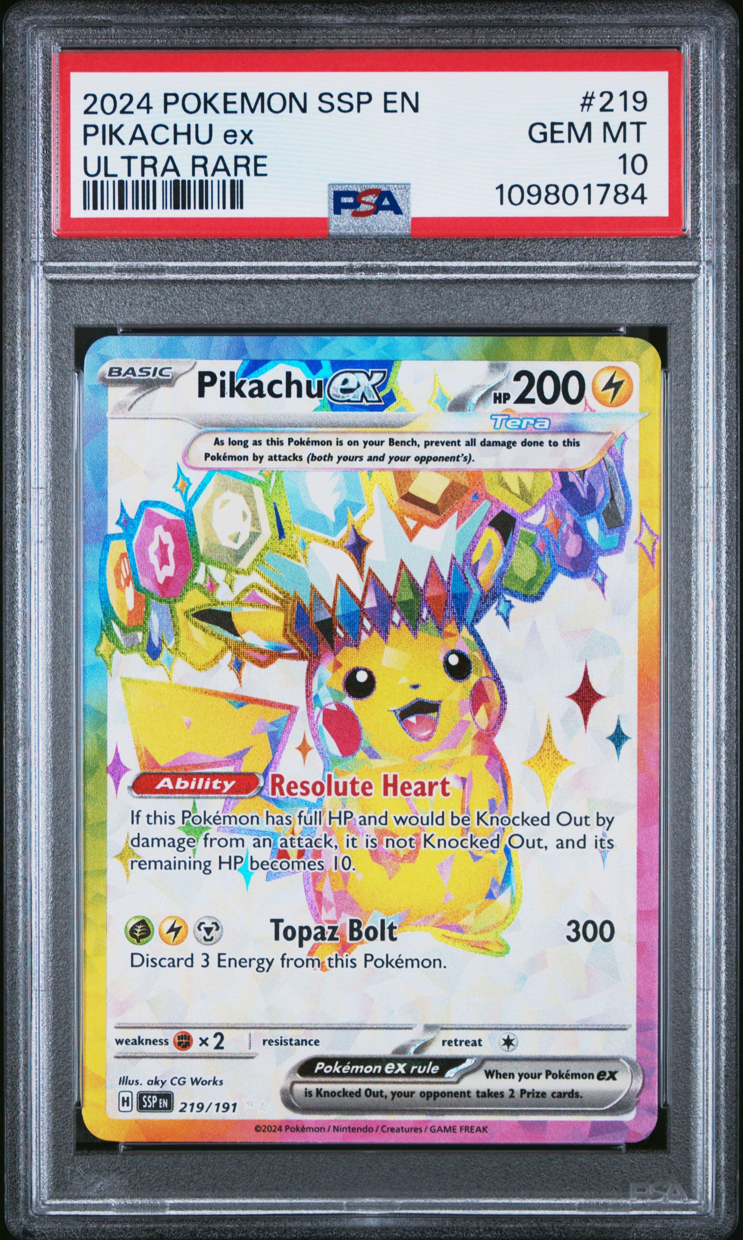 2024 Pokemon Ssp En-surging Sparks 219 Pikachu Ex Ultra Rare PSA