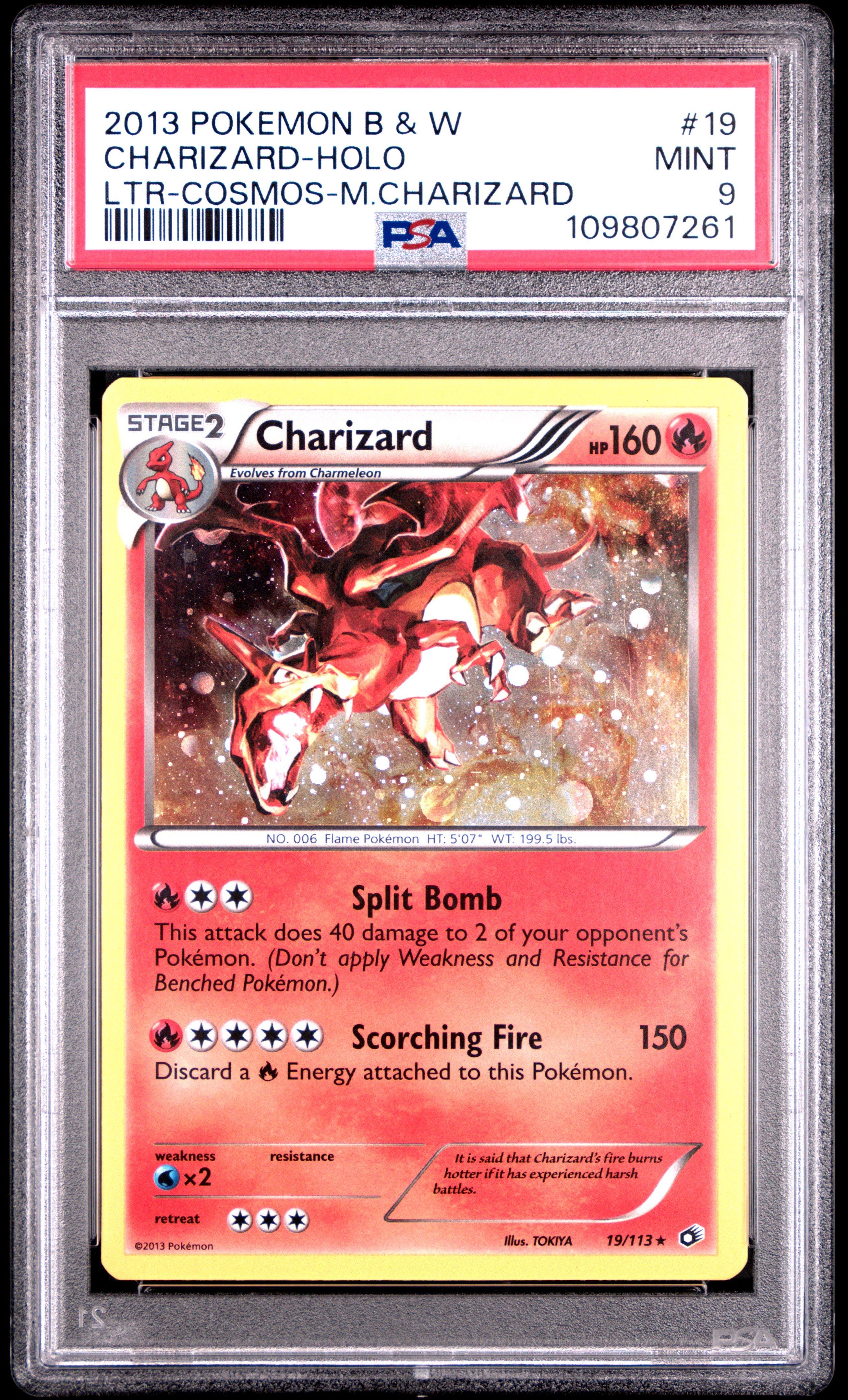 2013 Pokemon Black & White Legendary Treasures 19 Charizard-holo Cosmos-mega Charizard PSA