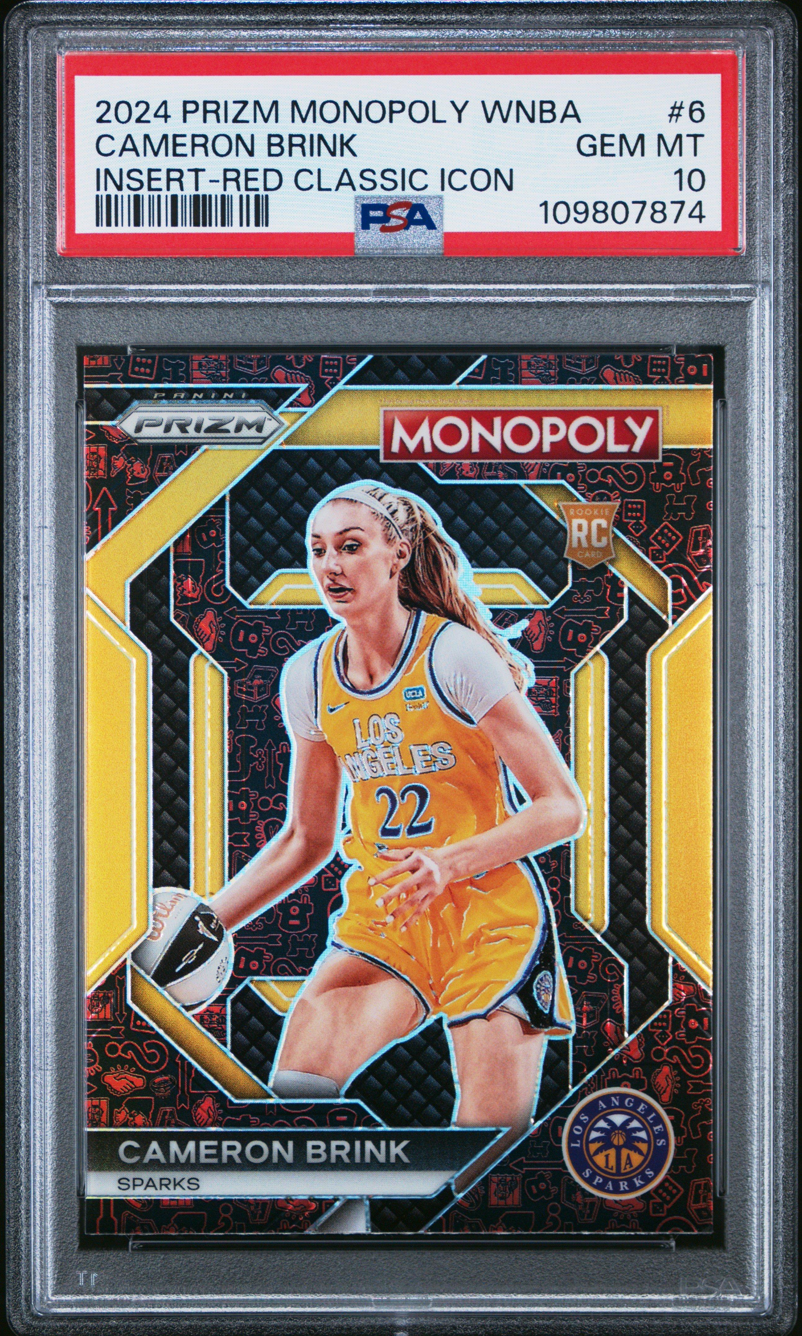 2024 Panini Prizm Monopoly Wnba Insert 6 Cameron Brink Red Classic Icon PSA 10