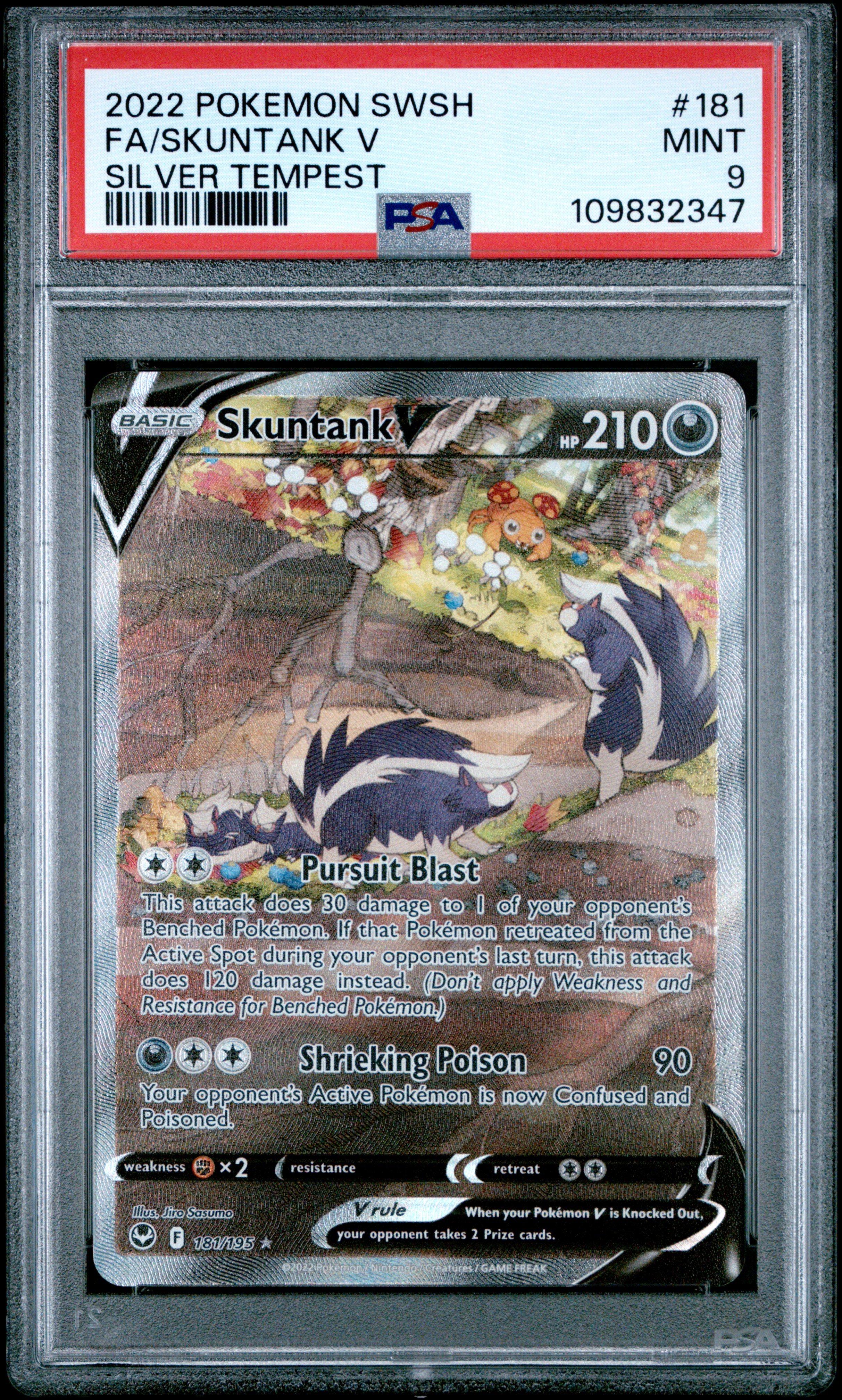 2022 Pokemon Sword & Shield Silver Tempest Full Art/skuntank V PSA
