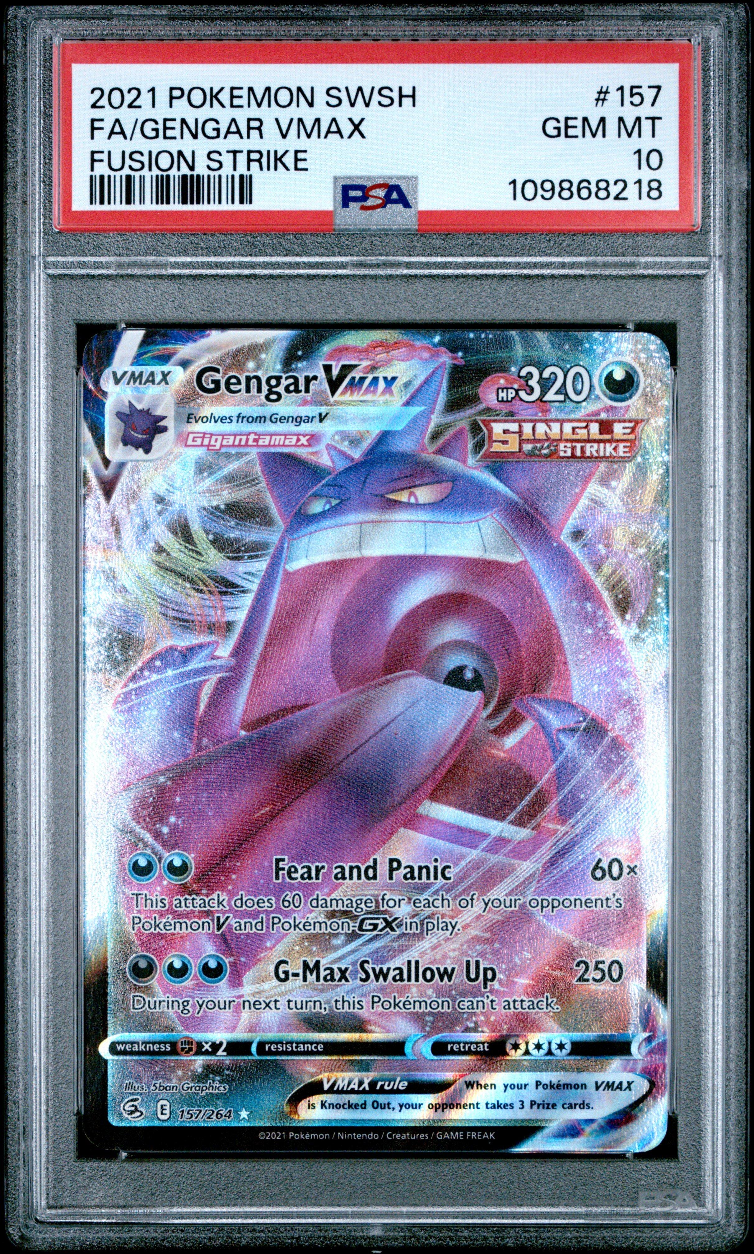 2021 Pokemon Sword & Shield Fusion Strike 157 Full Art/gengar Vmax