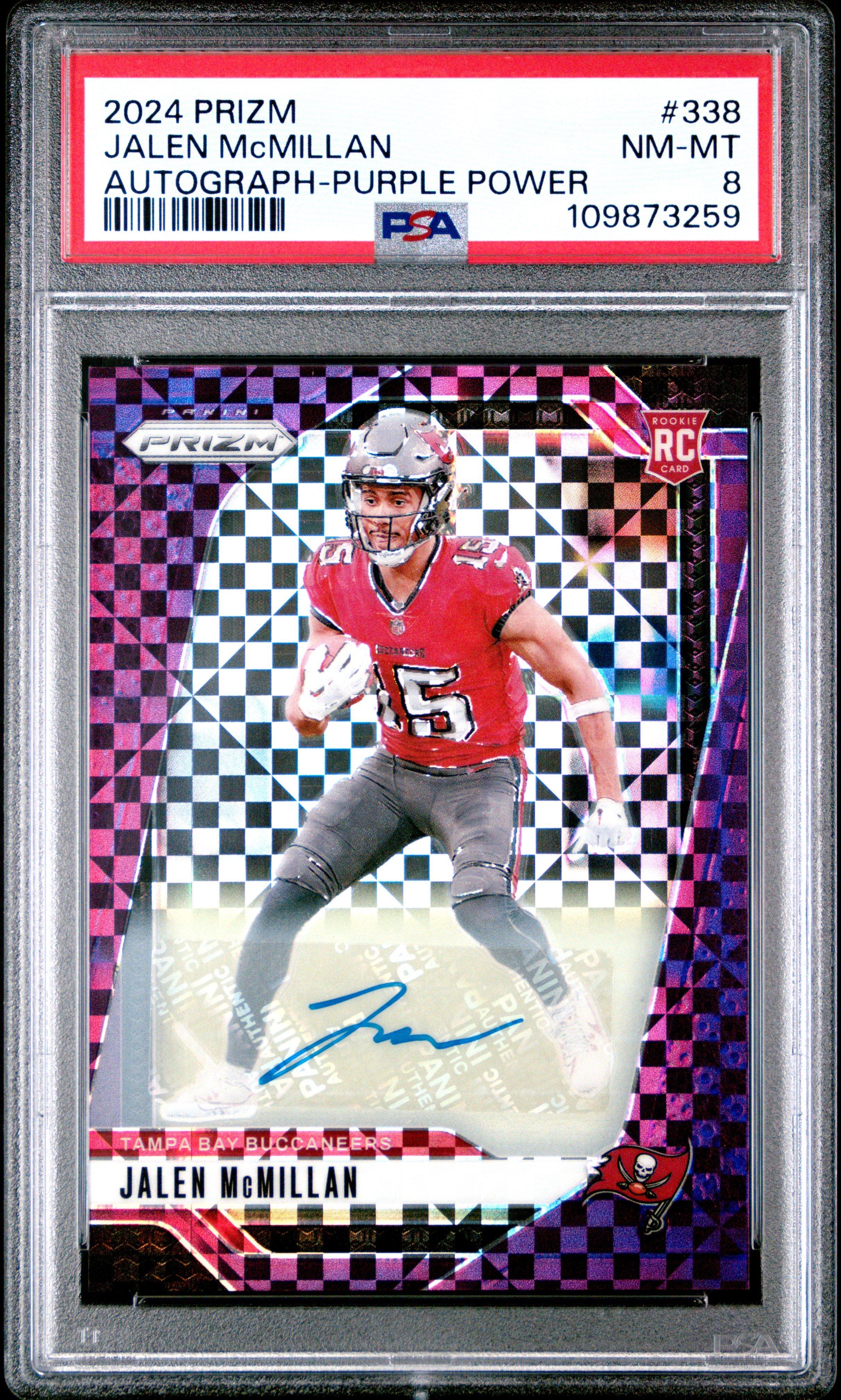 2024 Panini Prizm 338 Jalen Mcmillan Autograph-purple Power PSA 8