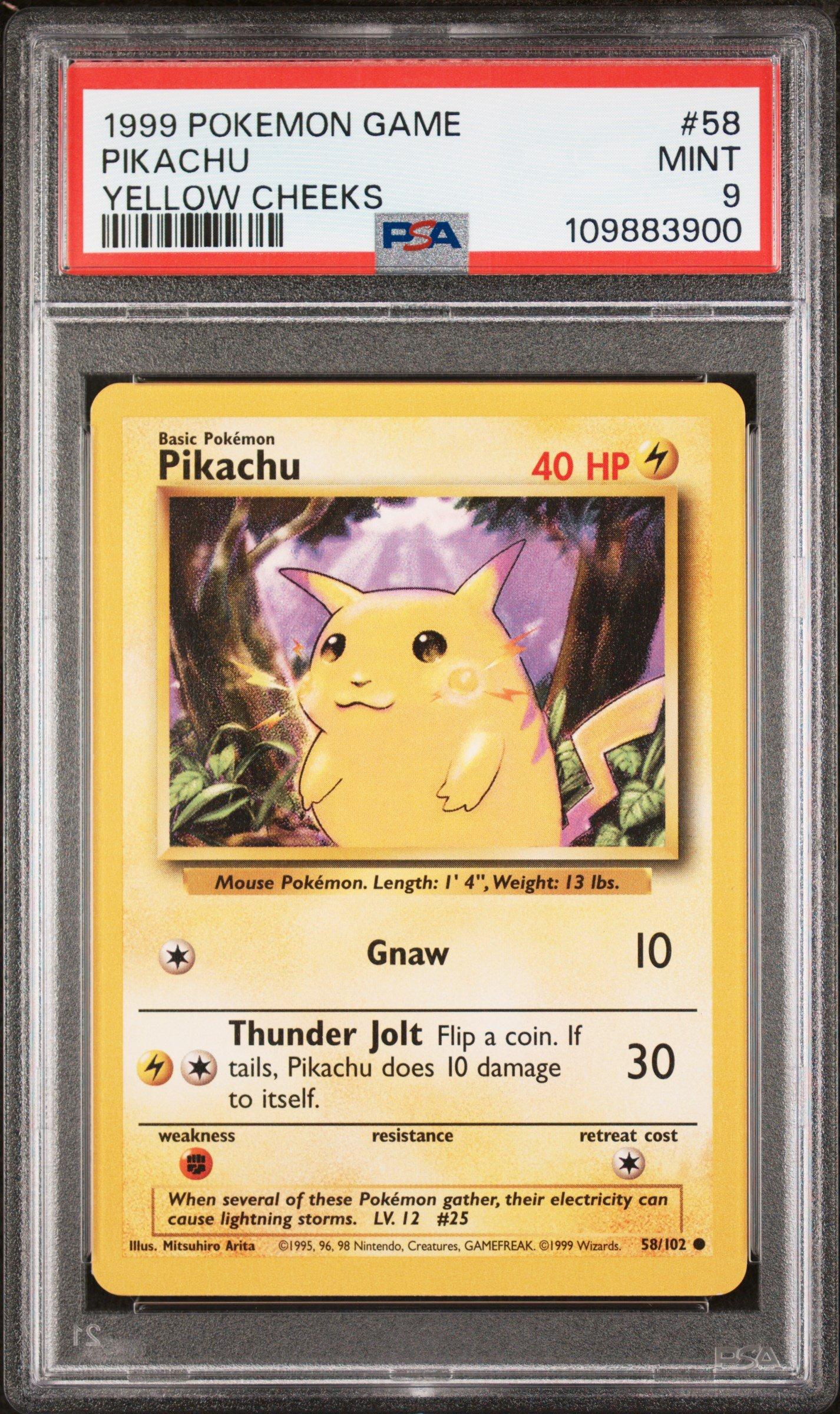 1999 Pokemon Game 58 Pikachu Yellow Cheeks PSA
