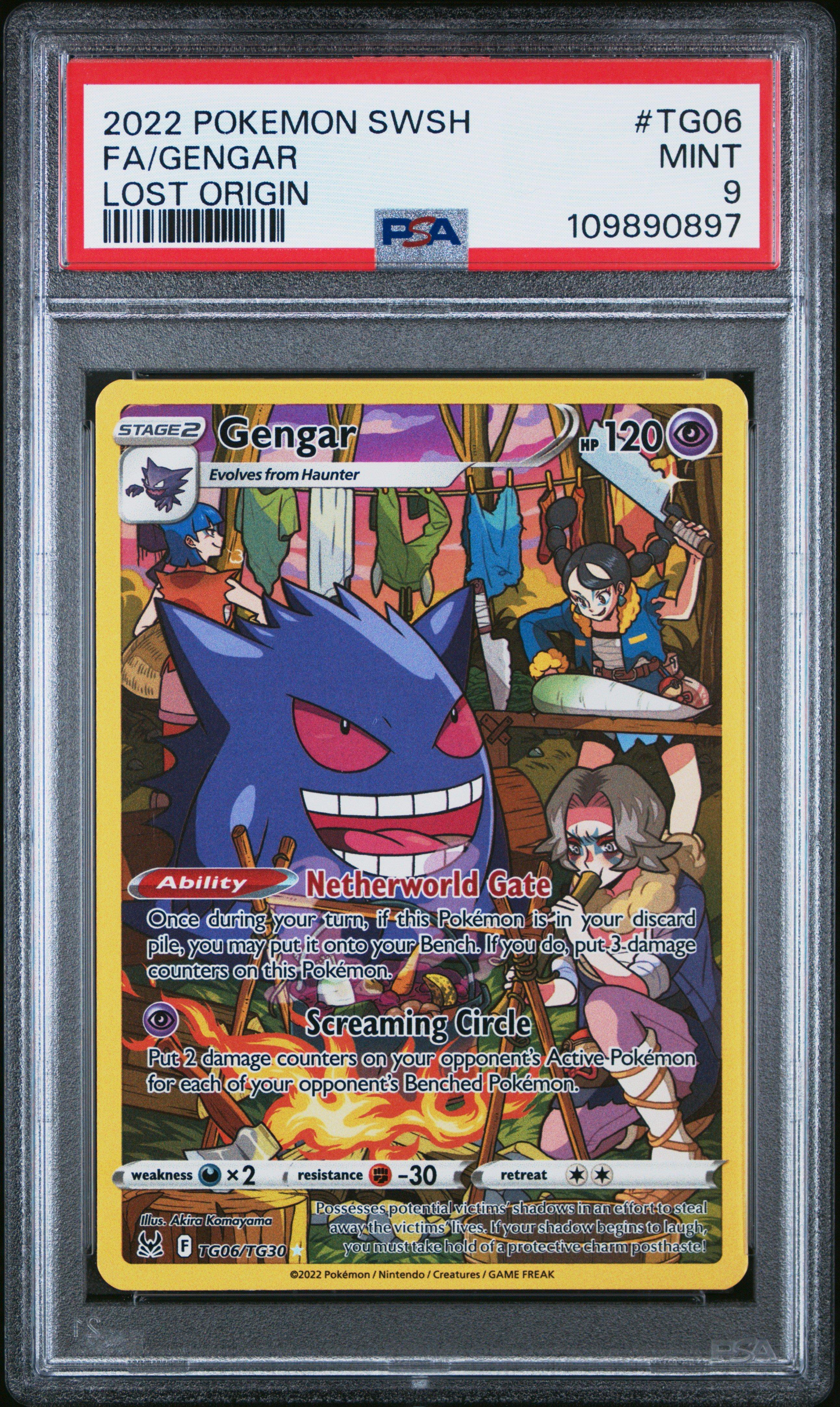 2022 Pokemon Sword & Shield Lost Origin Tg06 Full Art/gengar PSA 9
