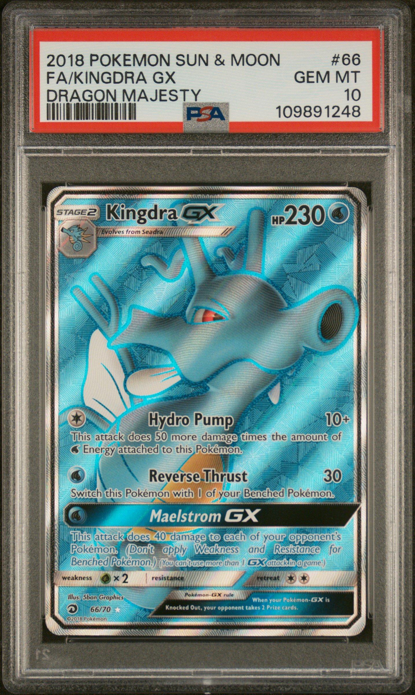 2018 Pokemon Sun & Moon Dragon Majesty 66 Full Art/kingdra Gx PSA