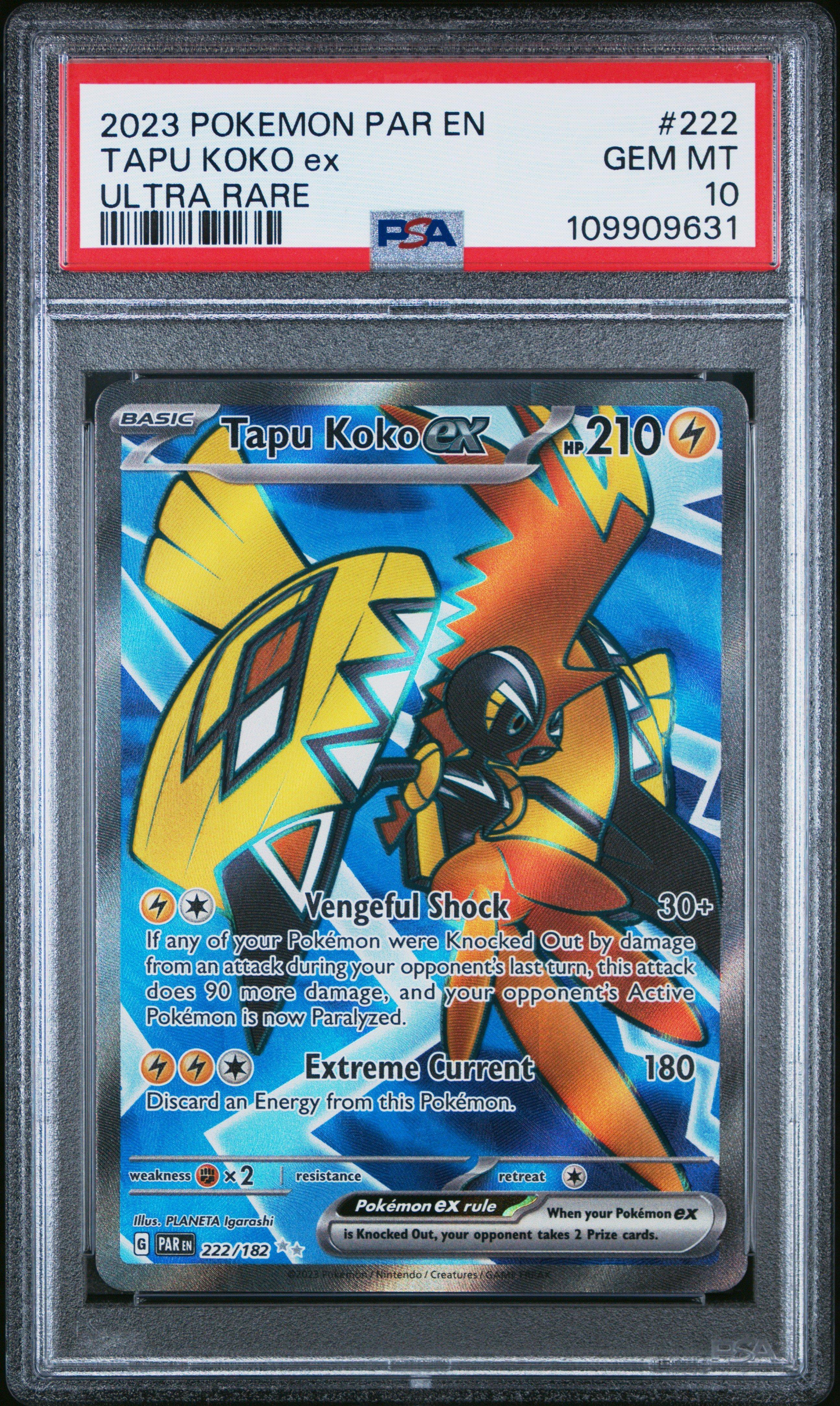 2023 Pokemon Par En-paradox Rift 222 Tapu Koko Ex Ultra Rare PSA