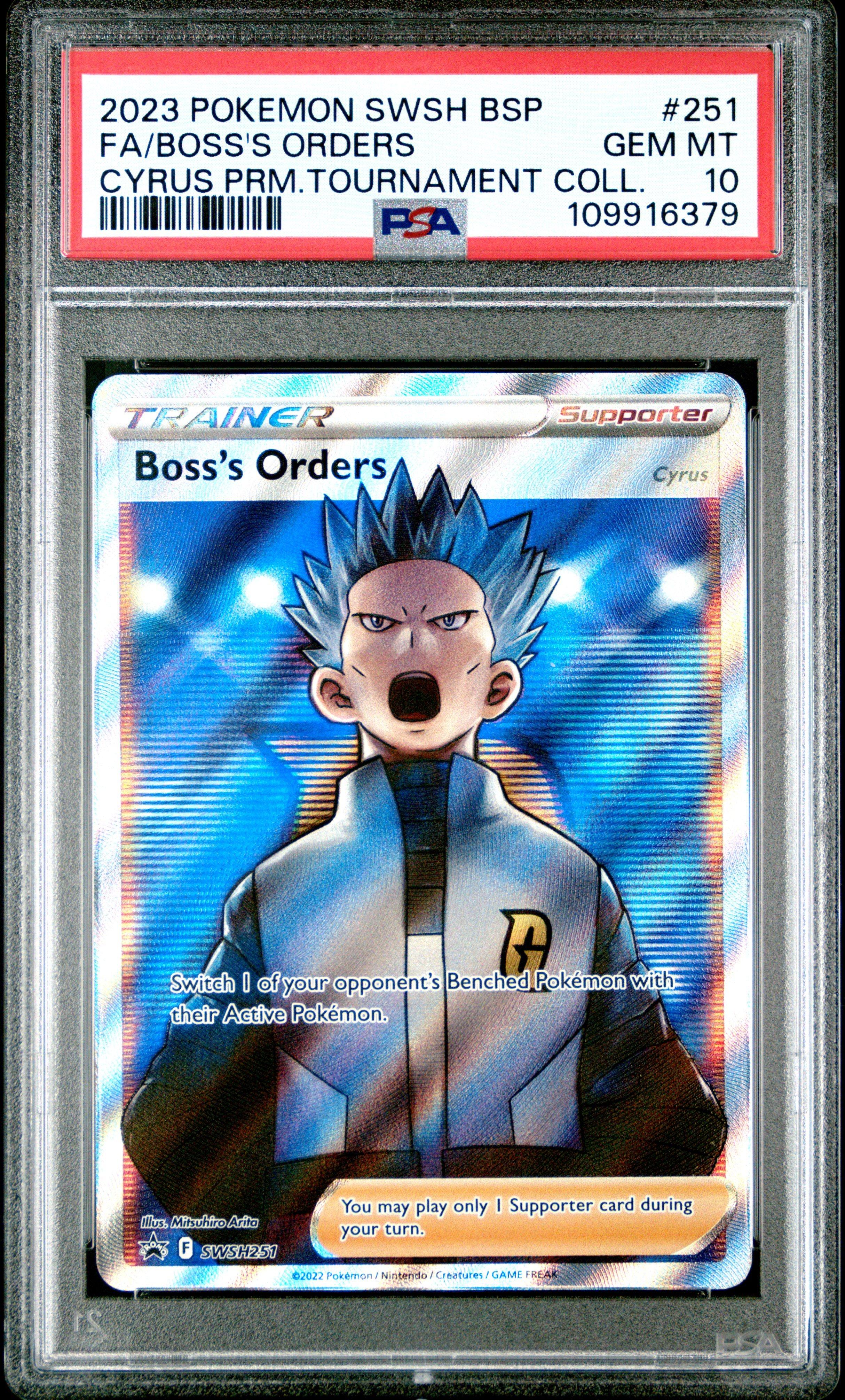 2023 Pokemon Swsh Black Star Promo 251 Full Art/boss's Orders Cyrus Premium Tournament Collection PSA 10
