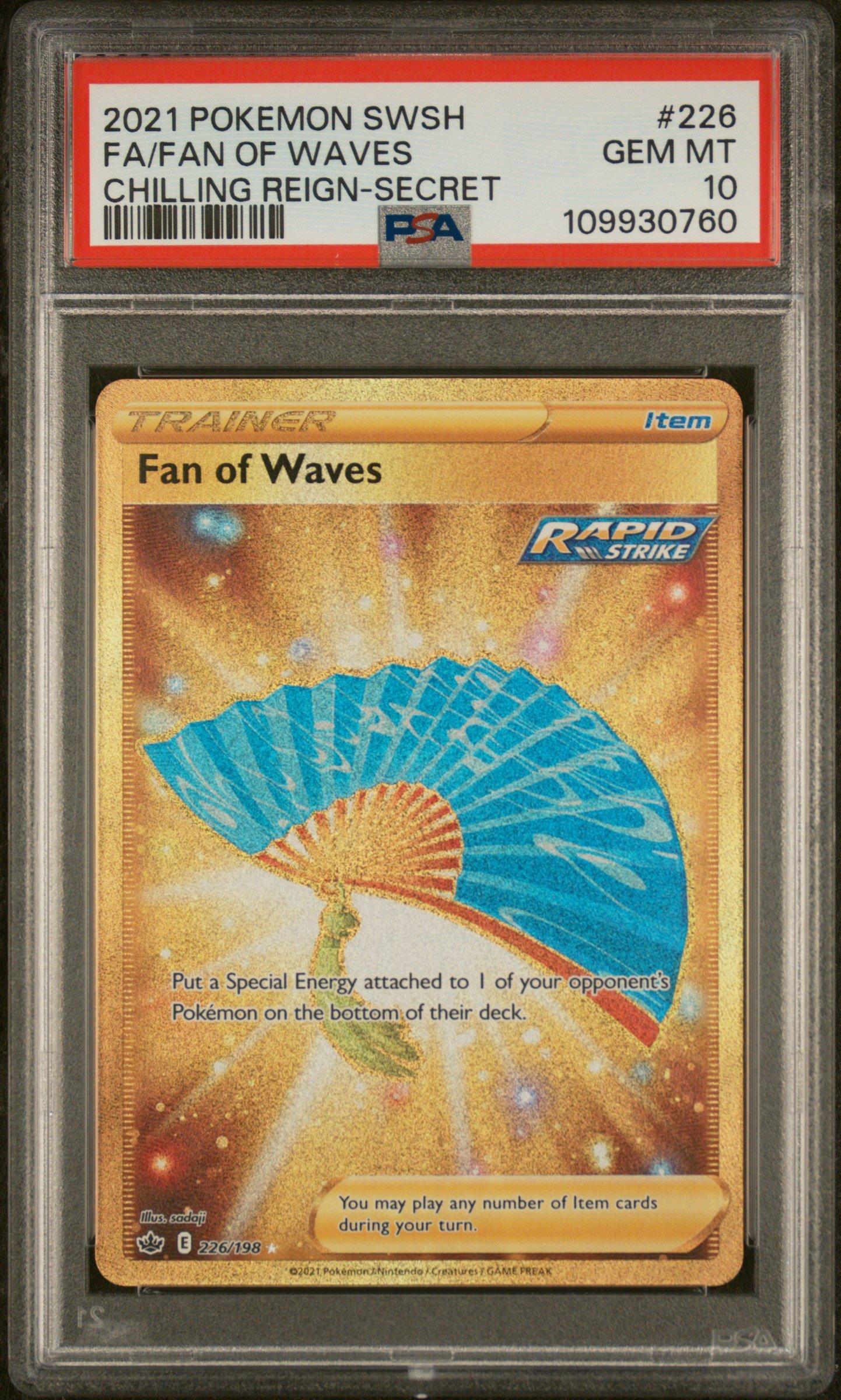 2021 Pokemon Sword & Shield Chilling Reign 226 Full Art/fan Of Waves Secret PSA 10