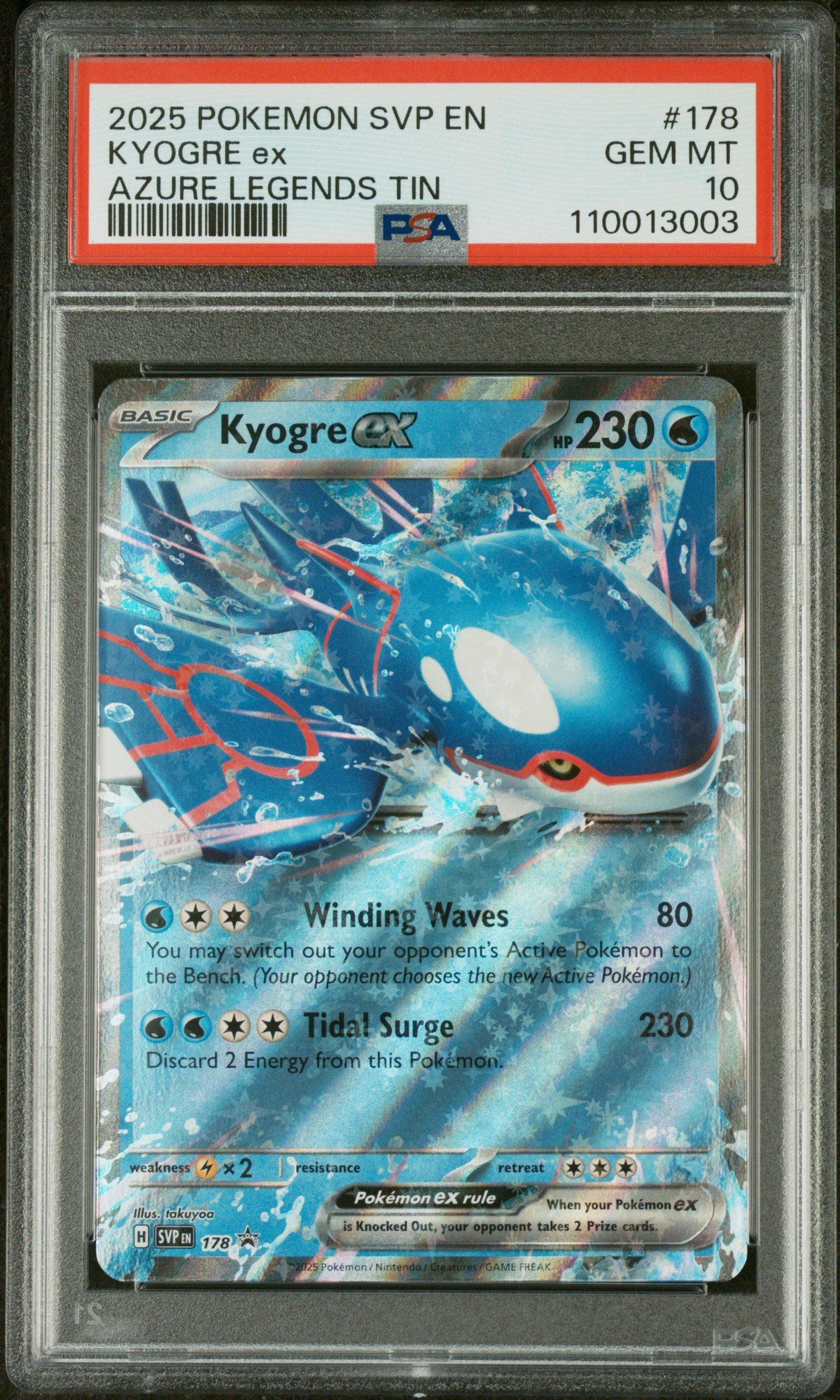 2025 Pokemon Svp En-sv Black Star Promo 178 Kyogre Ex Azure Legends Tin PSA