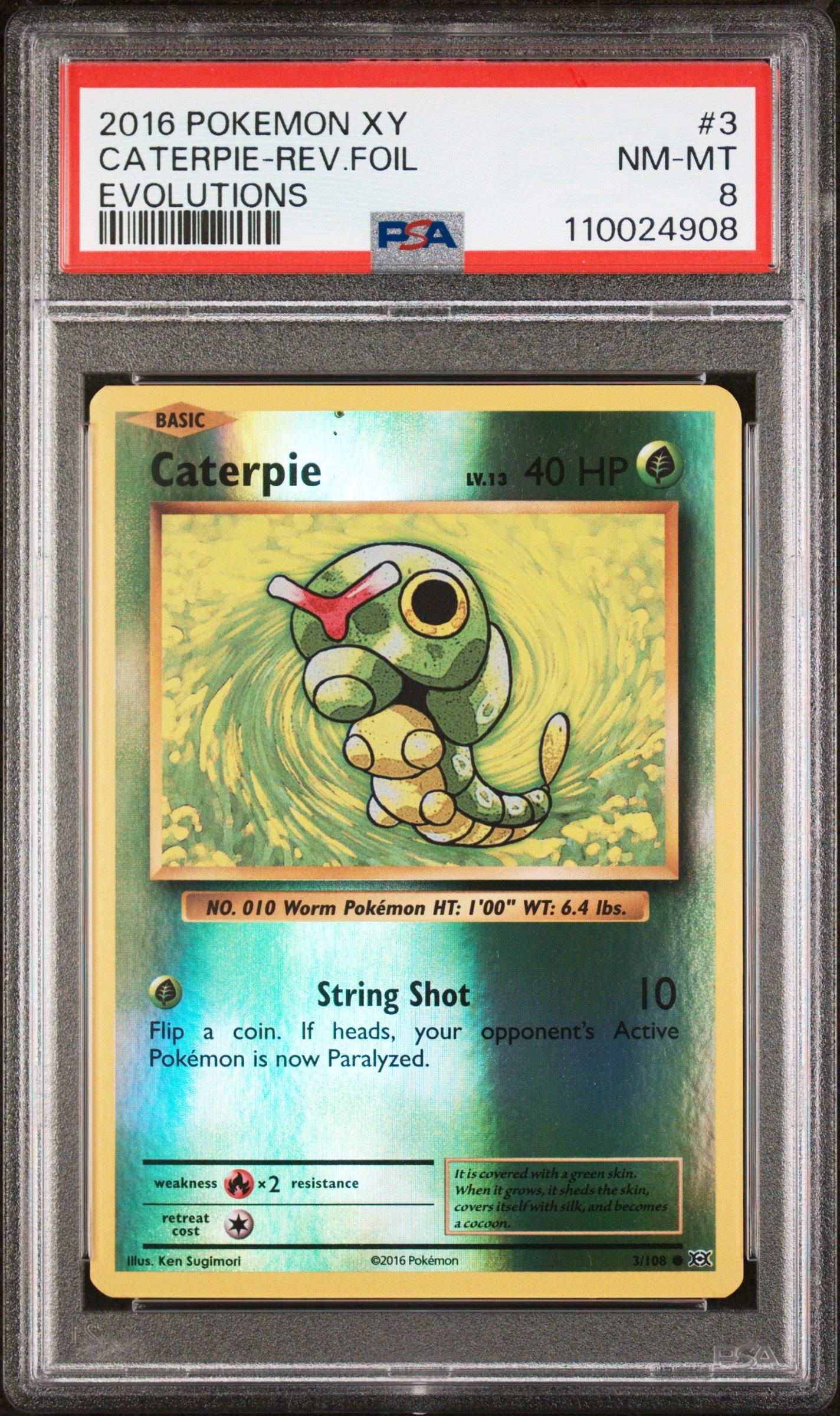 2016 Pokemon Xy Evolutions 3 Caterpie-reverse Foil PSA 8