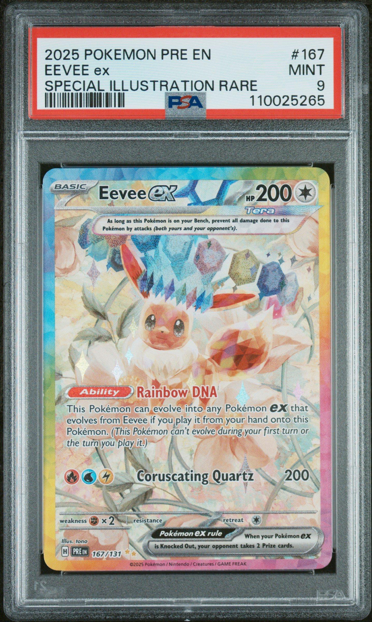2025 Pokemon Pre En-prismatic Evolutions 167 Eevee Ex Special Illustration  Rare PSA 9 Graded Card | GameStop