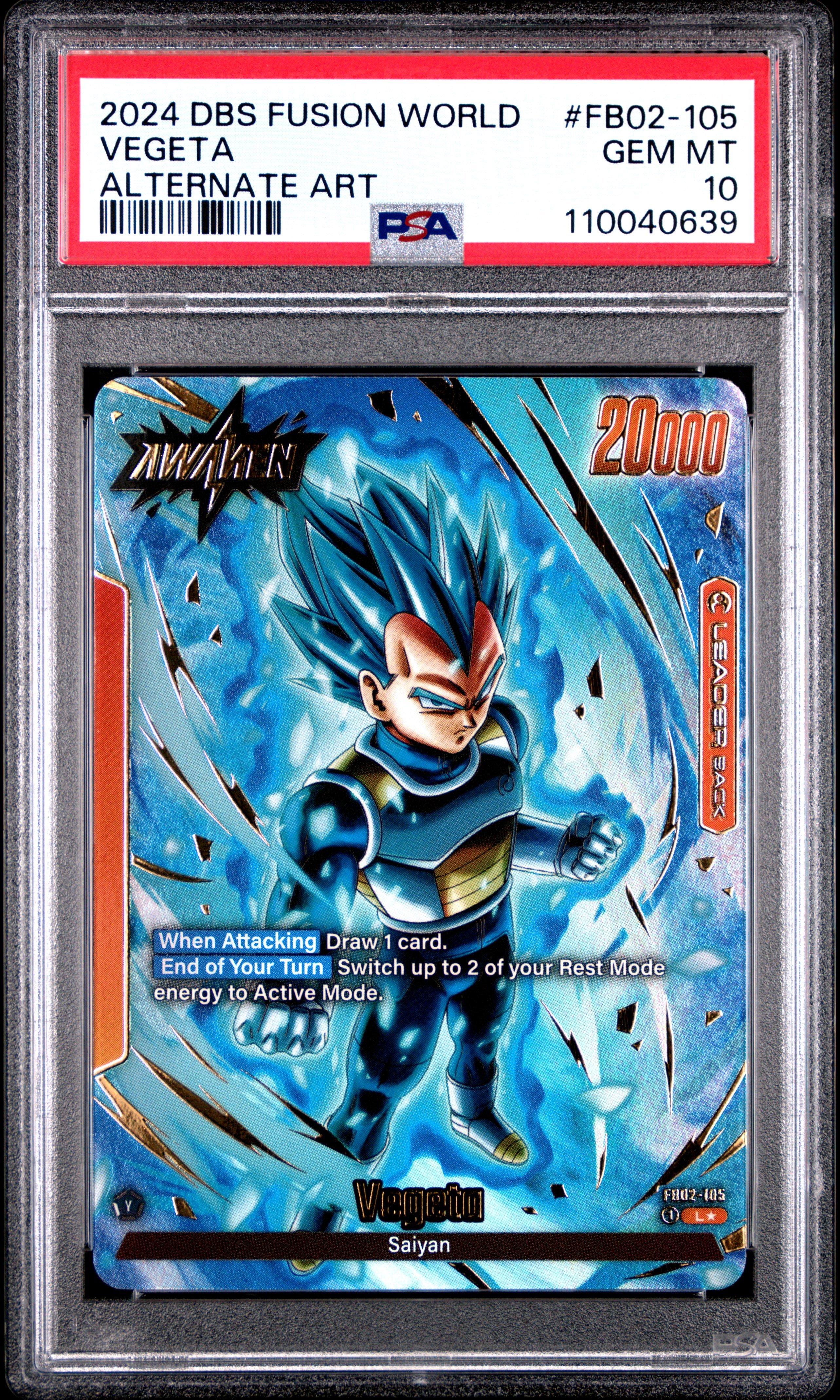 2024 Dragon Ball Super Card Game Fusion World Blazing Aura Fb02- Vegeta Alternate Art PSA 10